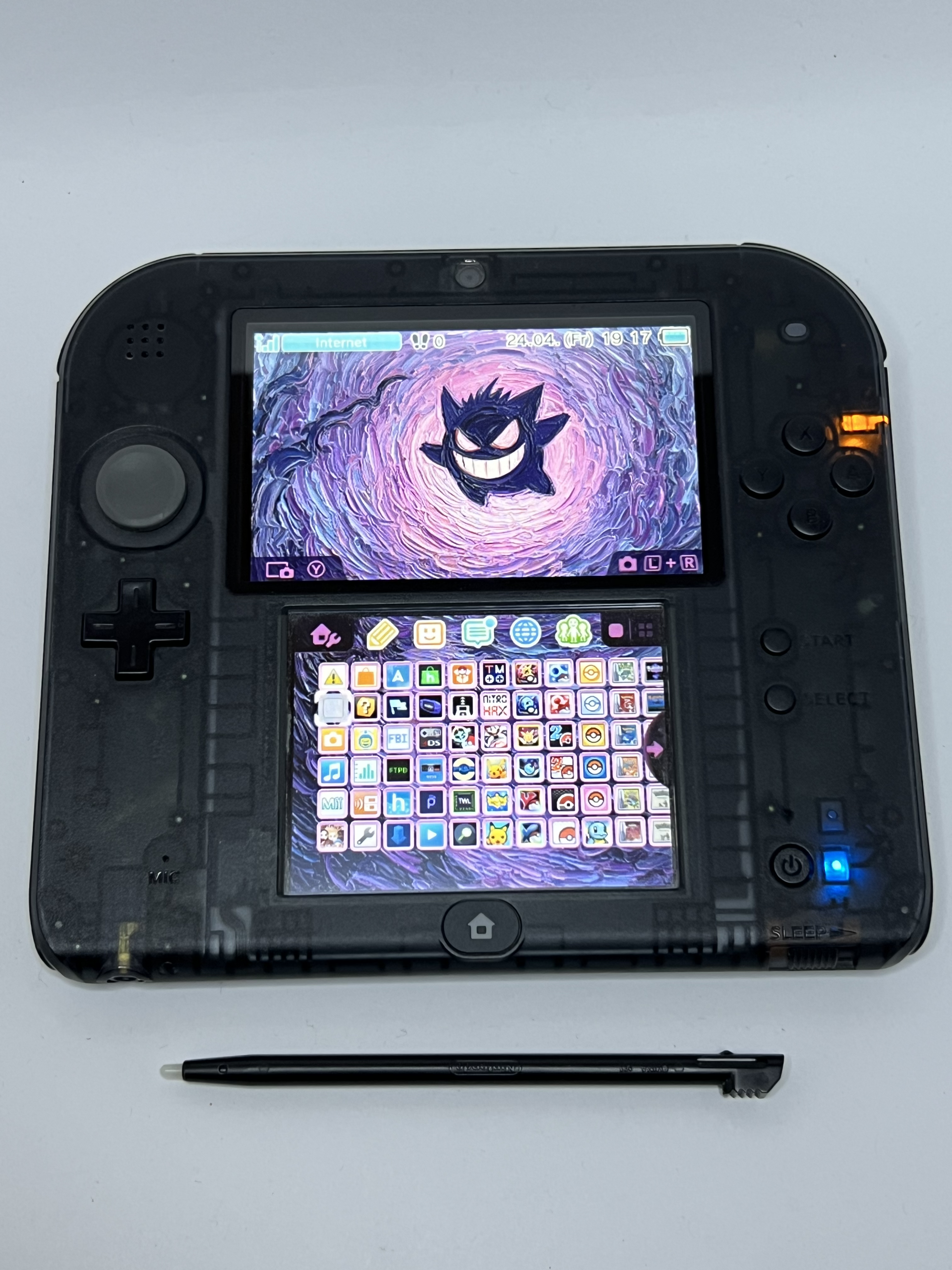 Nintendo 2DS Konsole schwarz transparent mit 128GB, Pokemon Bank, Poke Mover & vielen Extras