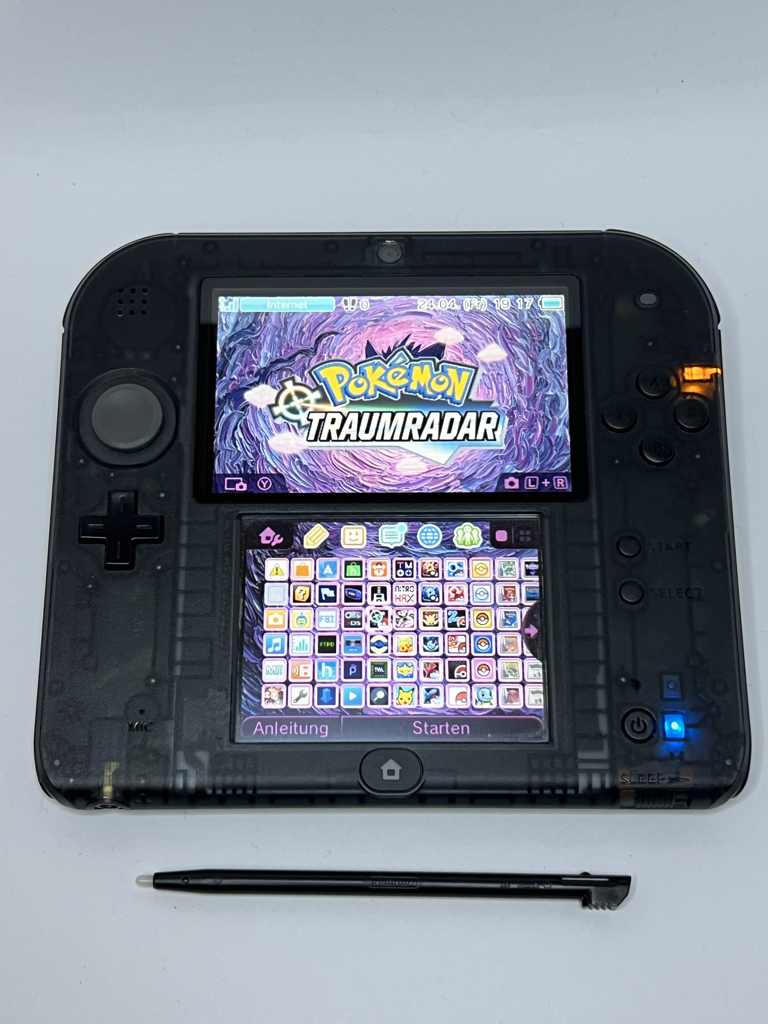 Nintendo 2DS Konsole schwarz transparent mit 128GB, Pokemon Bank, Poke Mover & vielen Extras