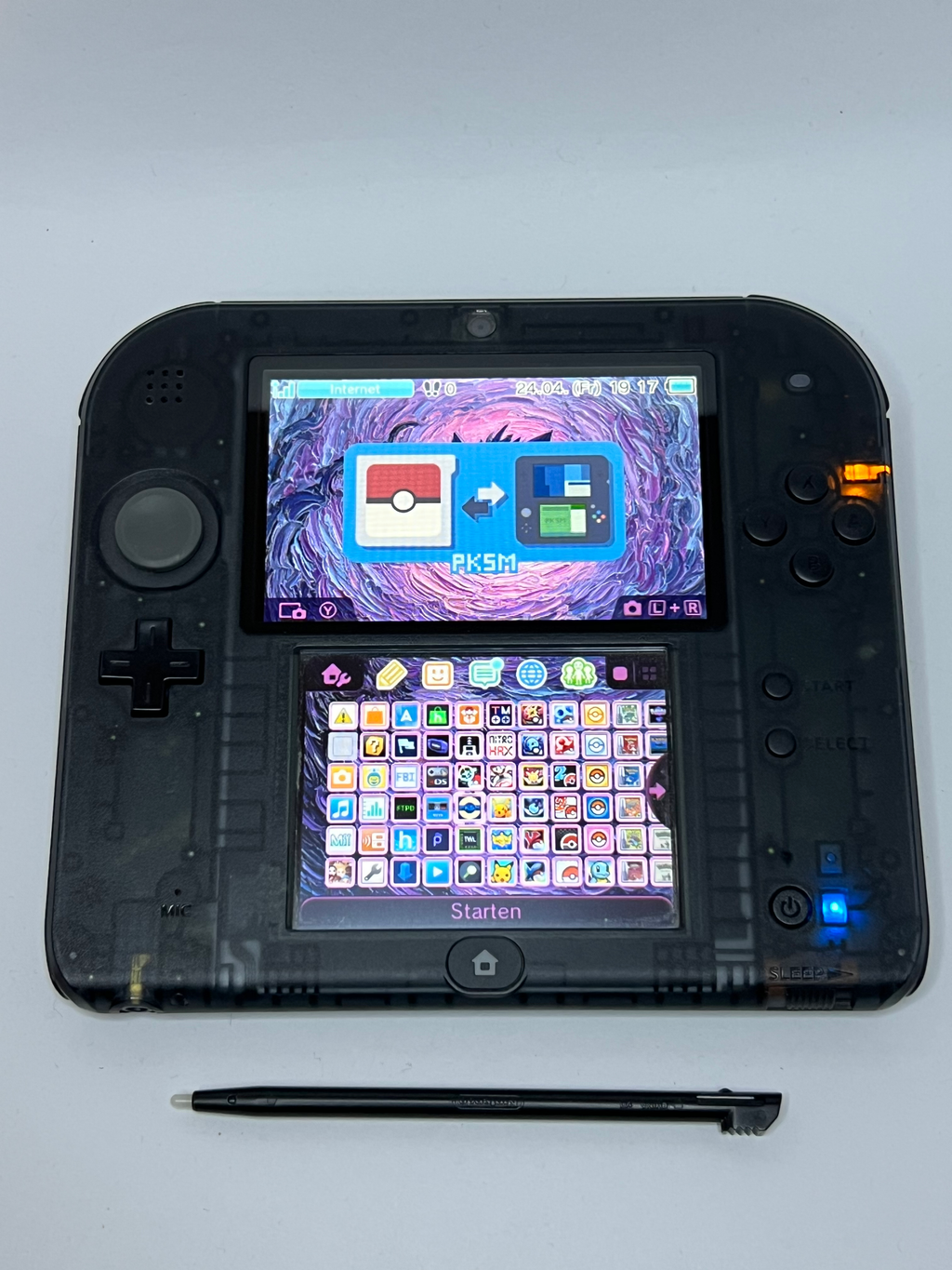 Nintendo 2DS Konsole schwarz transparent mit 128GB, Pokemon Bank, Poke Mover & vielen Extras