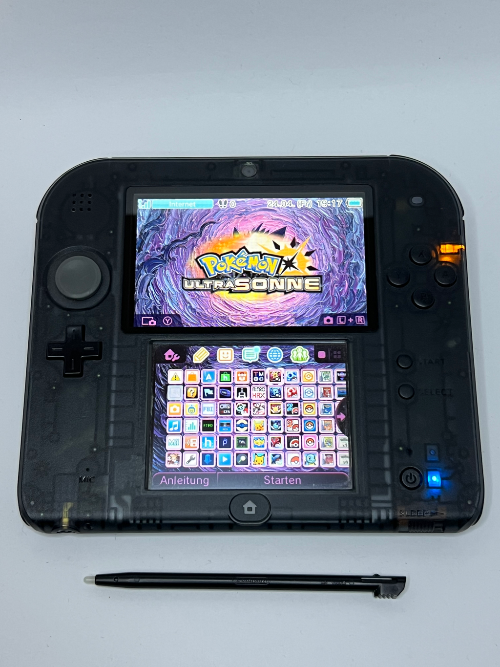 Nintendo 2DS Konsole schwarz transparent mit 128GB, Pokemon Bank, Poke Mover & vielen Extras