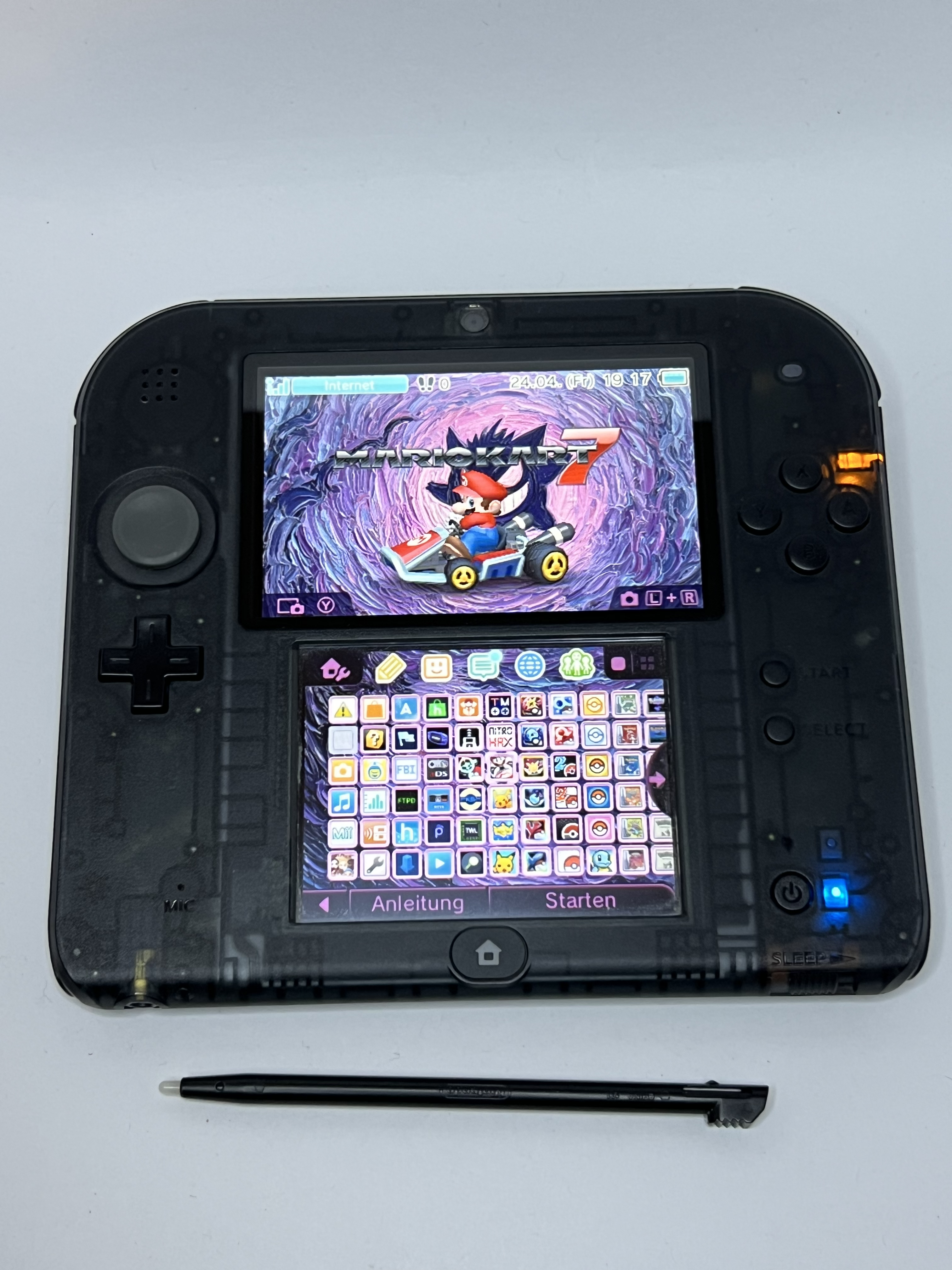 Nintendo 2DS Konsole schwarz transparent mit 128GB, Pokemon Bank, Poke Mover & vielen Extras