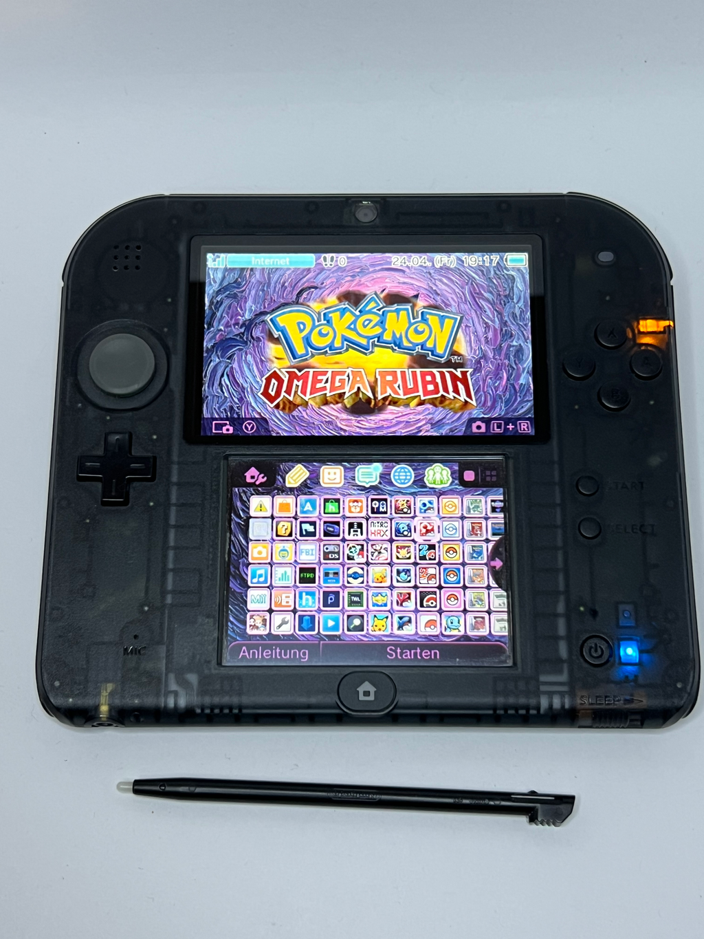 Nintendo 2DS Konsole schwarz transparent mit 128GB, Pokemon Bank, Poke Mover & vielen Extras