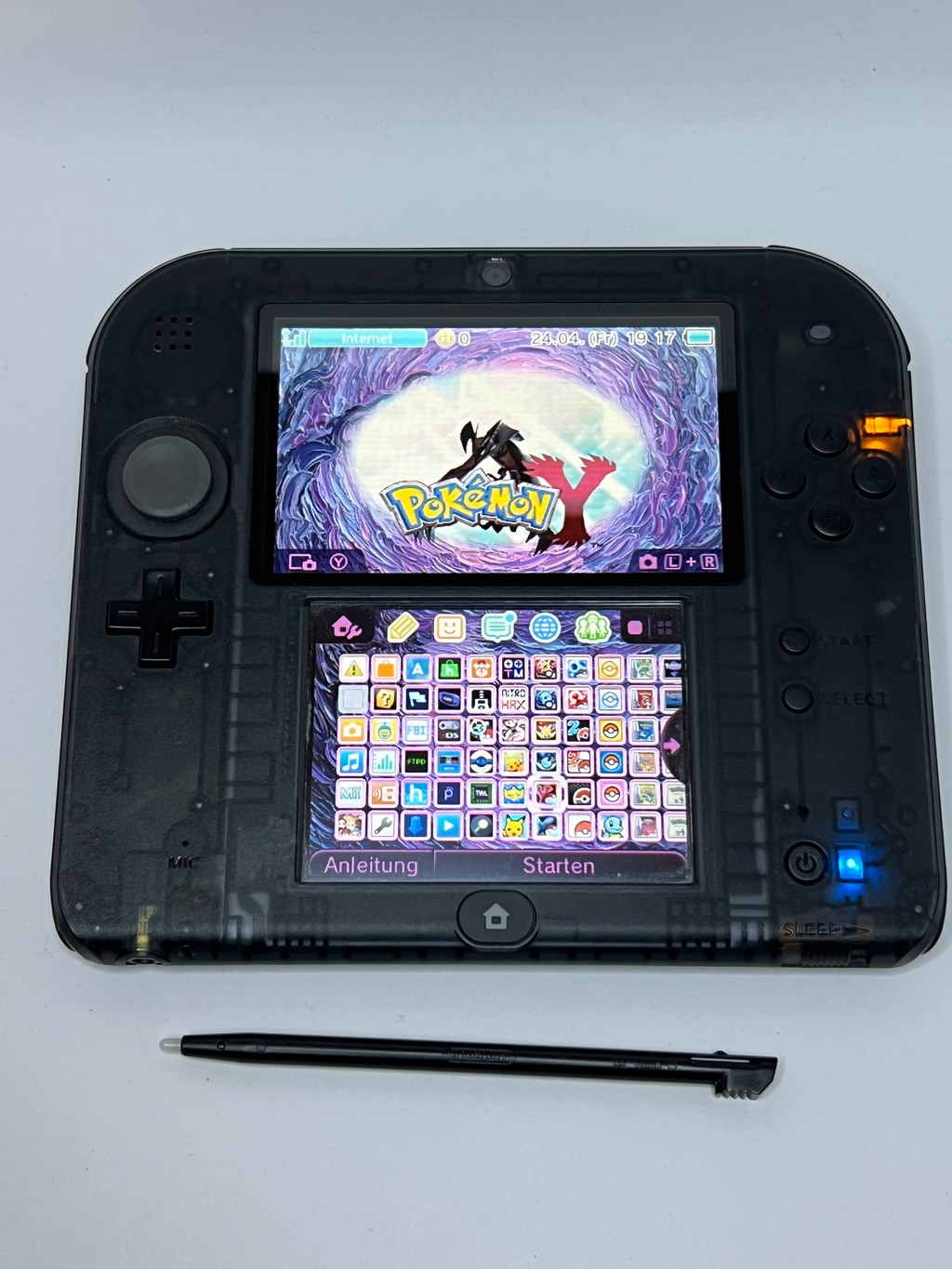 Nintendo 2DS Konsole schwarz transparent mit 128GB, Pokemon Bank, Poke Mover & vielen Extras