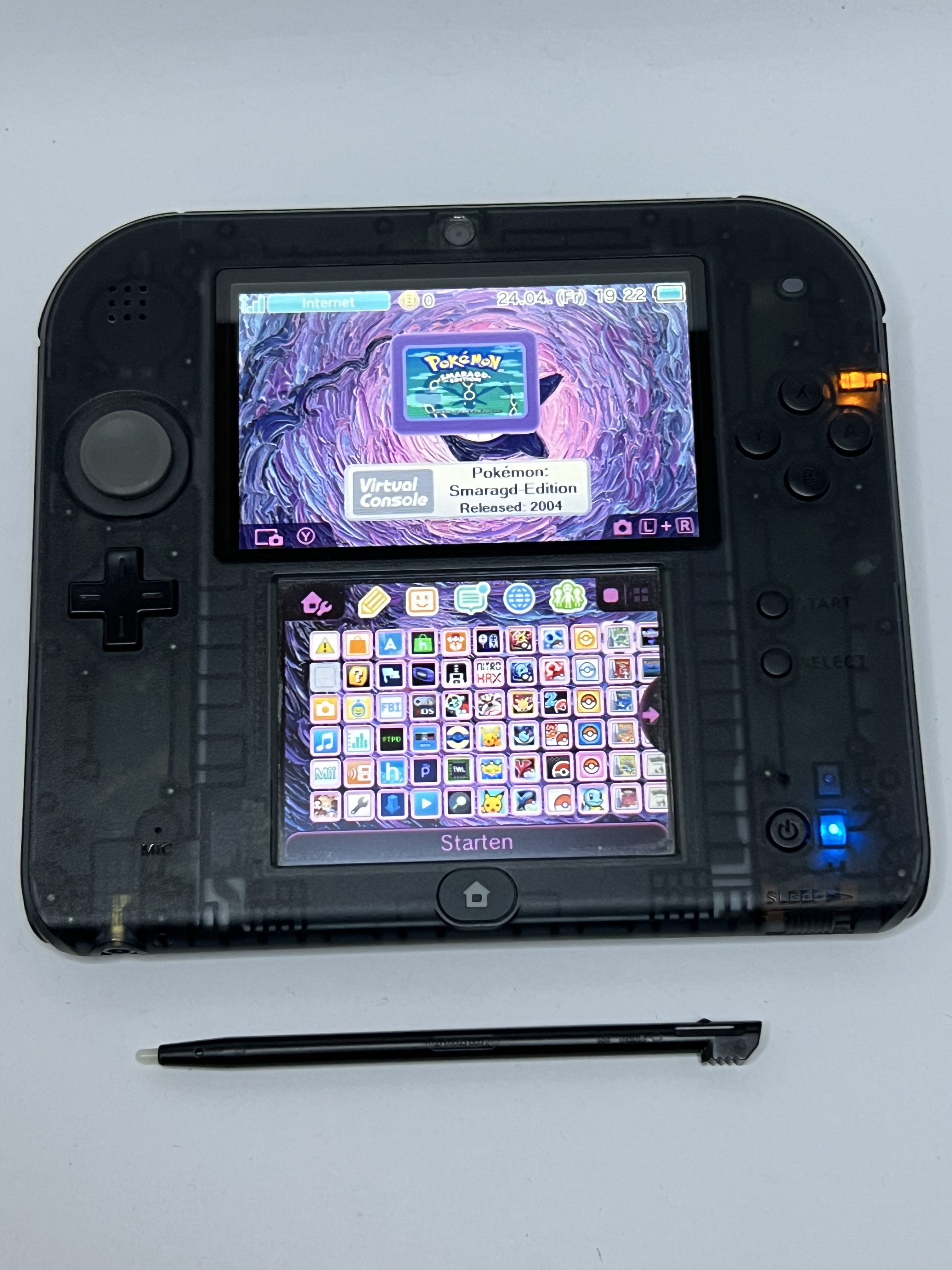 Nintendo 2DS Konsole schwarz transparent mit 128GB, Pokemon Bank, Poke Mover & vielen Extras