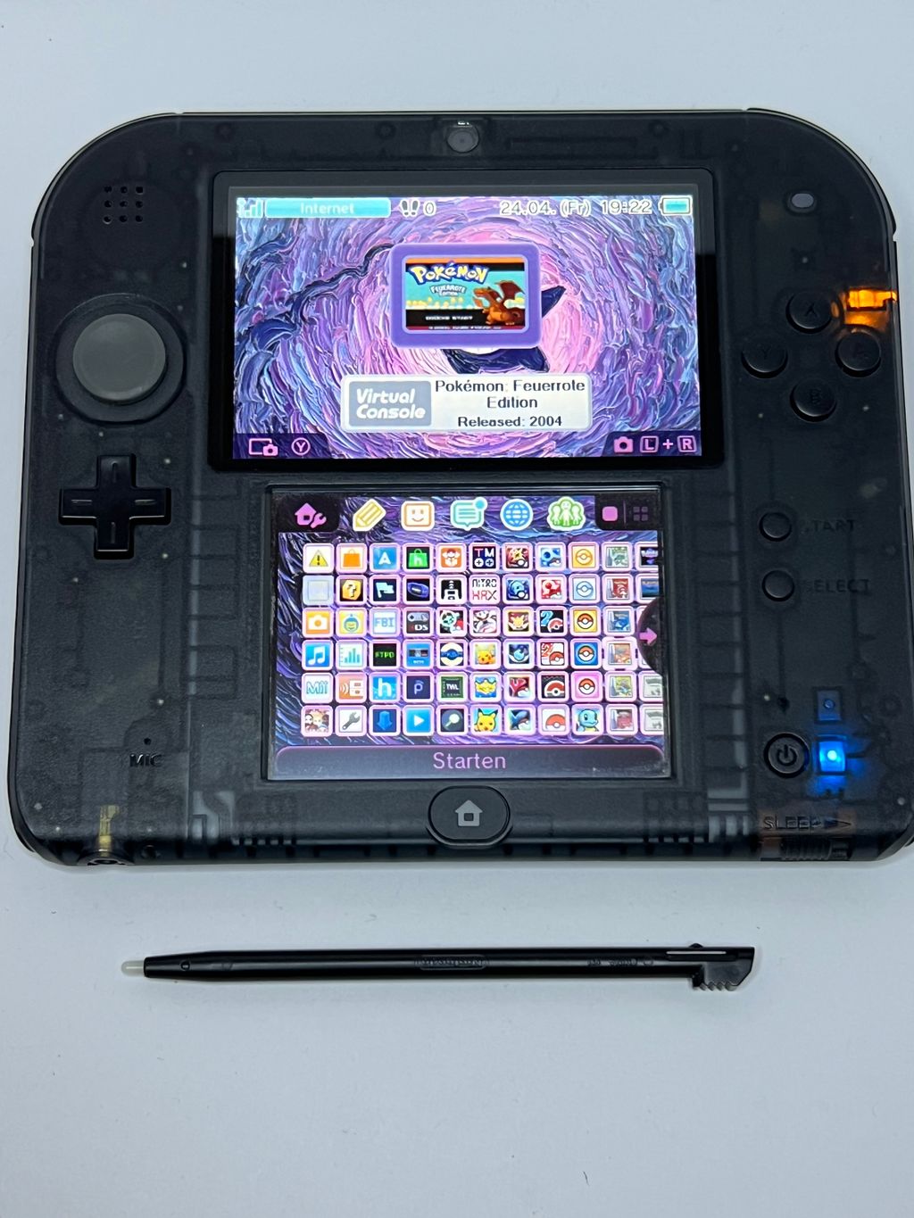 Nintendo 2DS Konsole schwarz transparent mit 128GB, Pokemon Bank, Poke Mover & vielen Extras