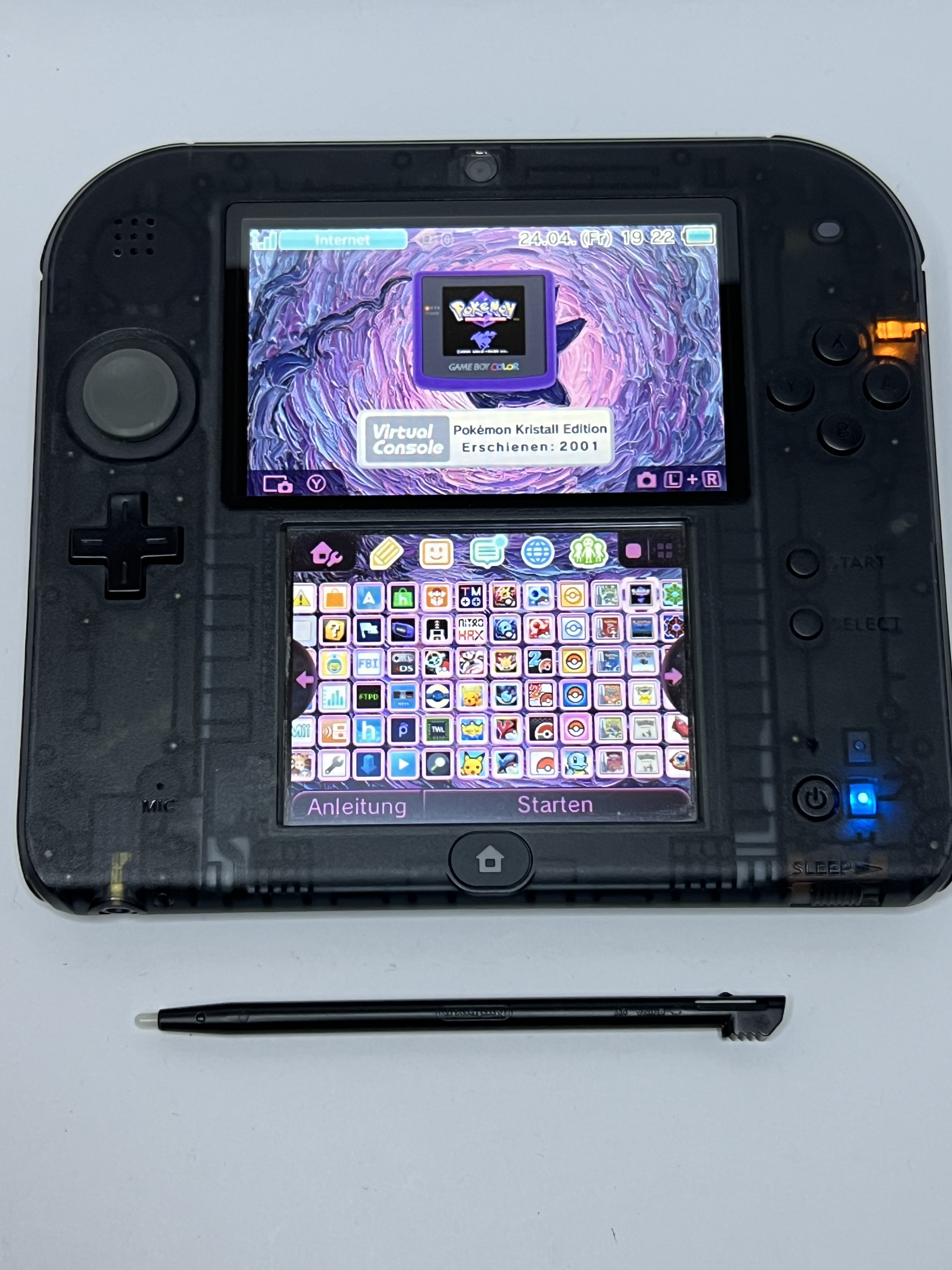Nintendo 2DS Konsole schwarz transparent mit 128GB, Pokemon Bank, Poke Mover & vielen Extras