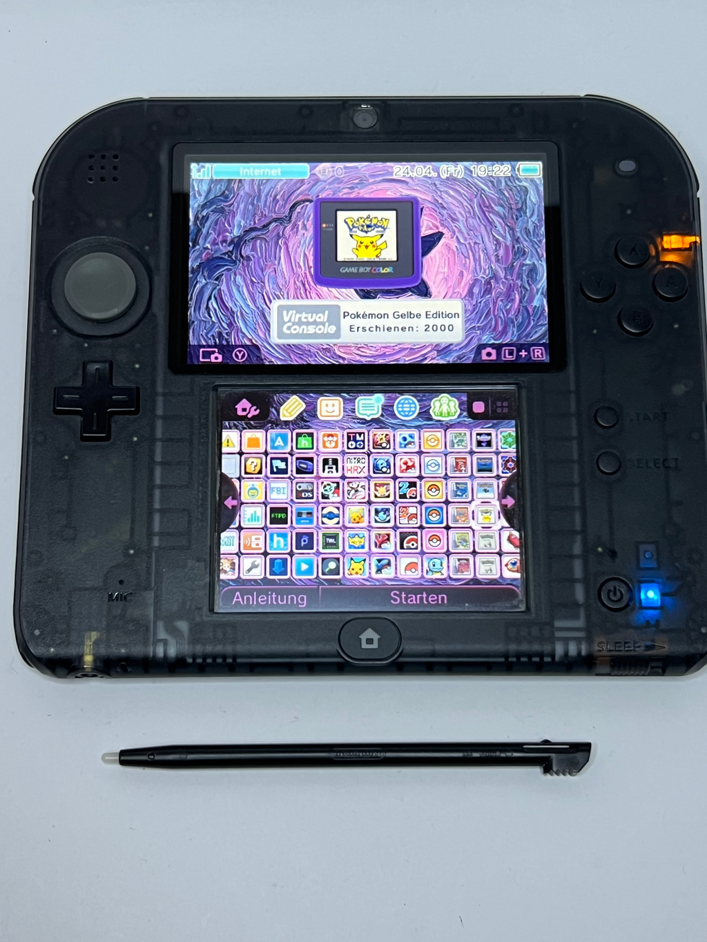 Nintendo 2DS Konsole schwarz transparent mit 128GB, Pokemon Bank, Poke Mover & vielen Extras