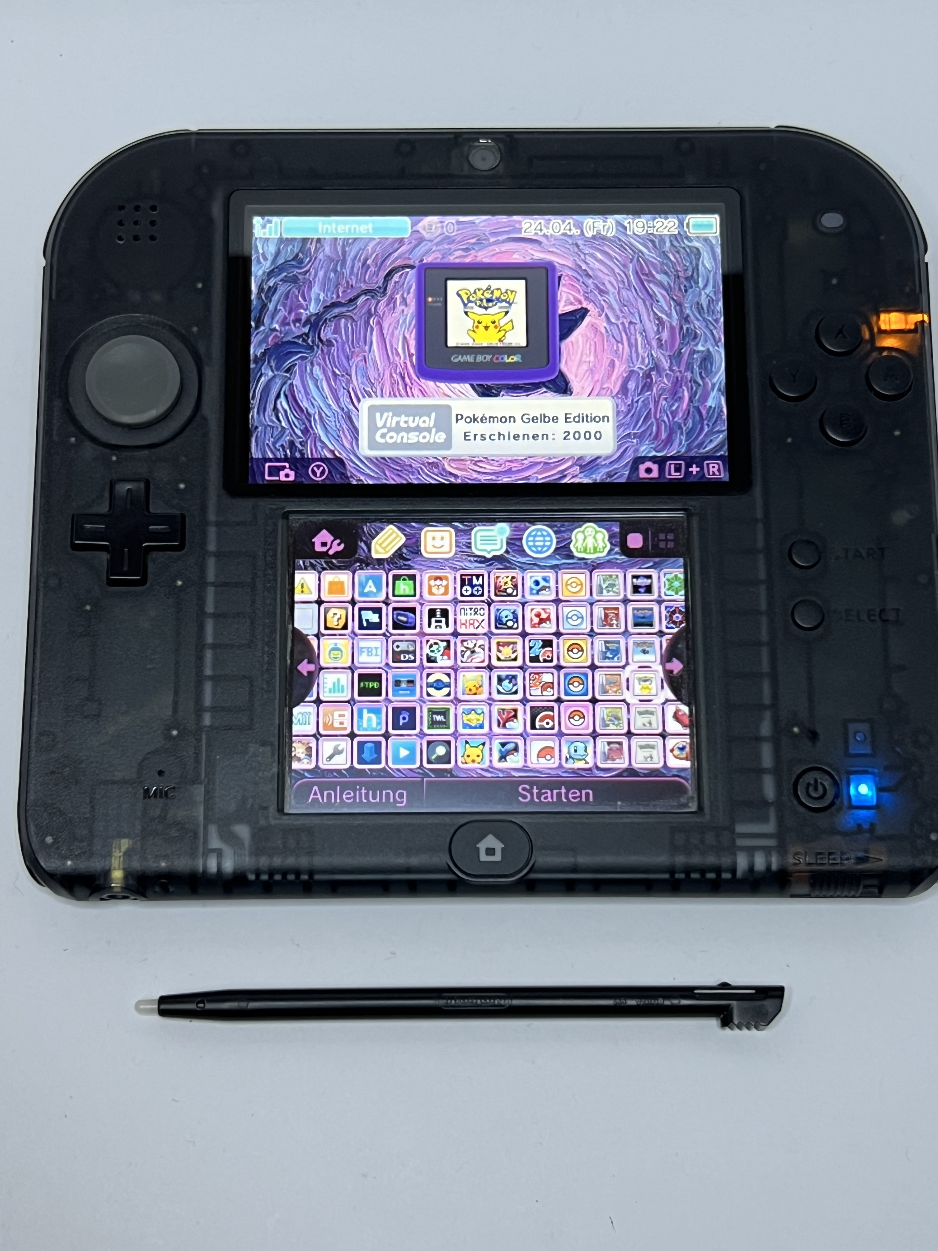 Nintendo 2DS Konsole schwarz transparent mit 128GB, Pokemon Bank, Poke Mover & vielen Extras