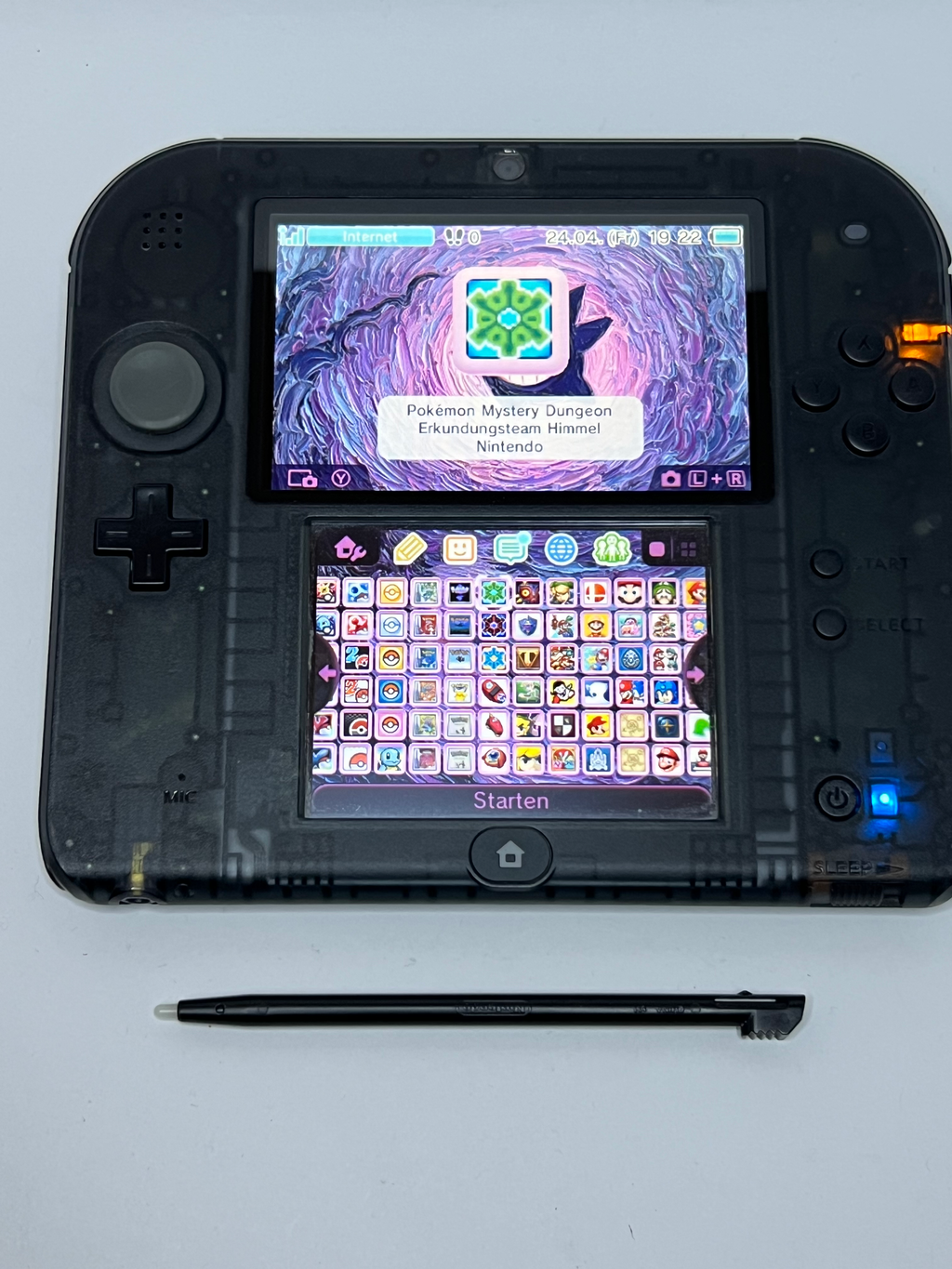 Nintendo 2DS Konsole schwarz transparent mit 128GB, Pokemon Bank, Poke Mover & vielen Extras