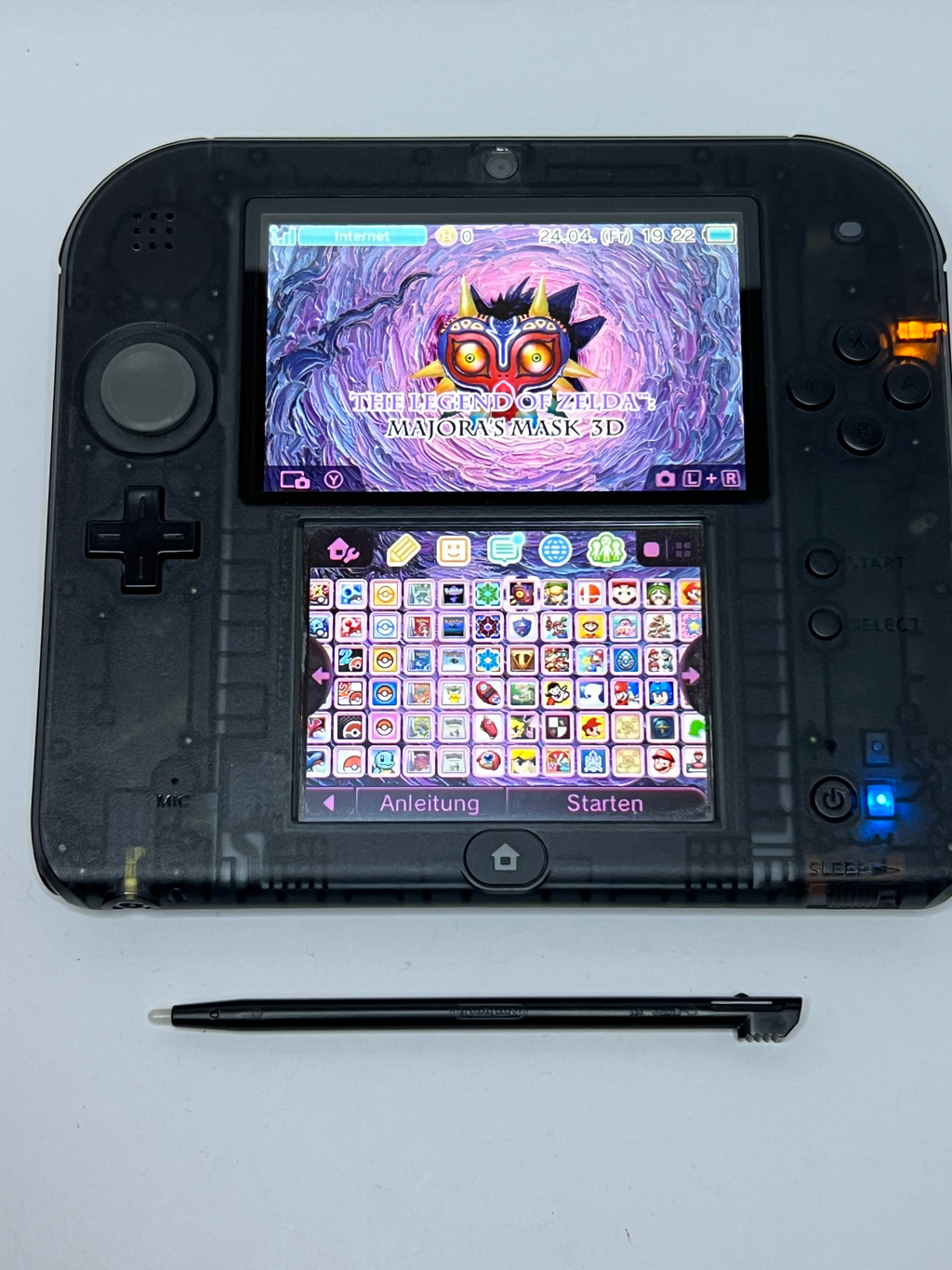 Nintendo 2DS Konsole schwarz transparent mit 128GB, Pokemon Bank, Poke Mover & vielen Extras