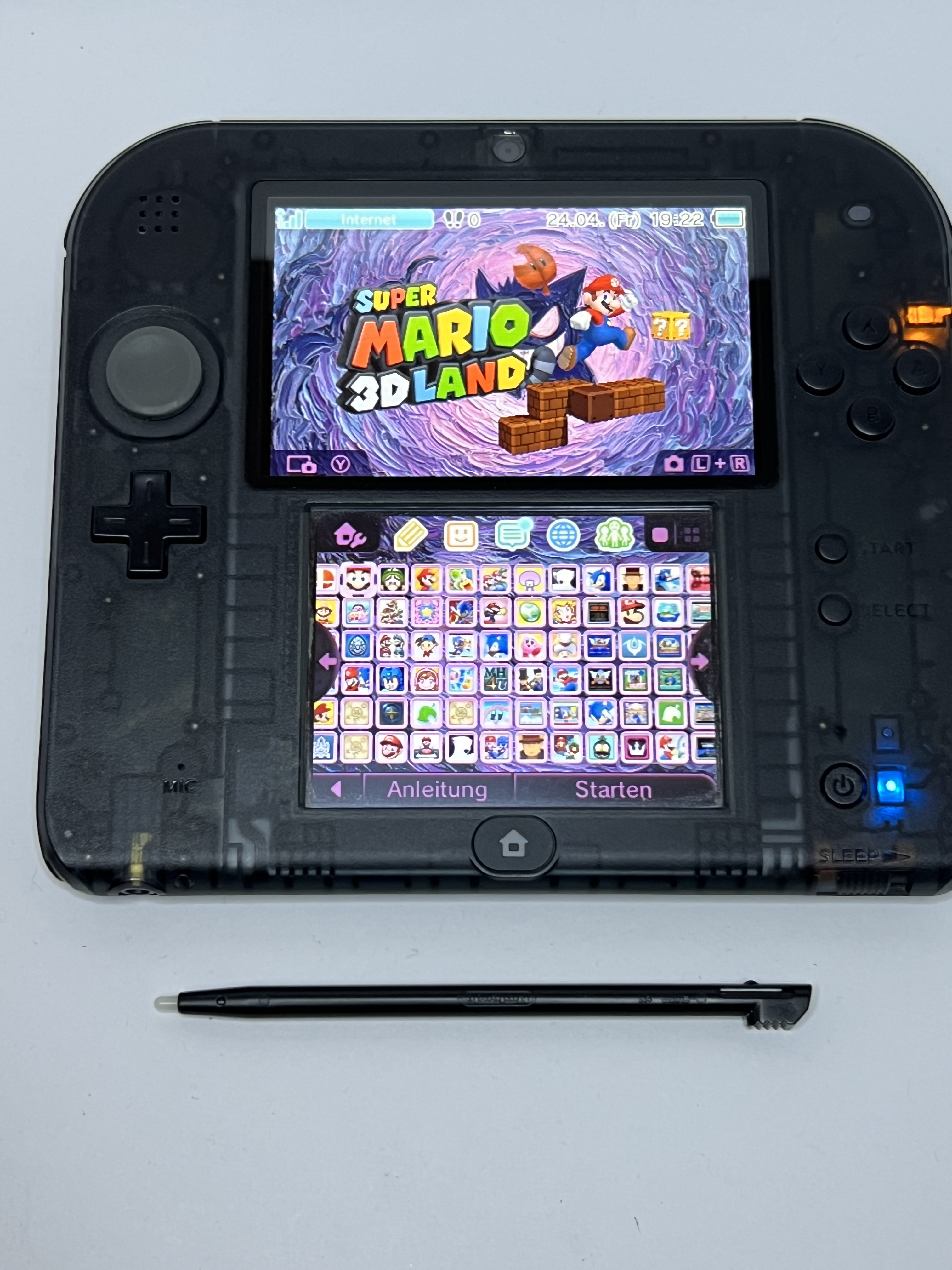 Nintendo 2DS Konsole schwarz transparent mit 128GB, Pokemon Bank, Poke Mover & vielen Extras