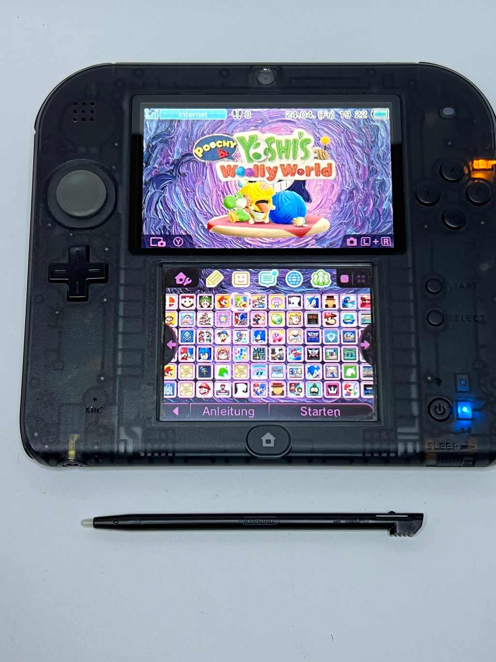 Nintendo 2DS Konsole schwarz transparent mit 128GB, Pokemon Bank, Poke Mover & vielen Extras