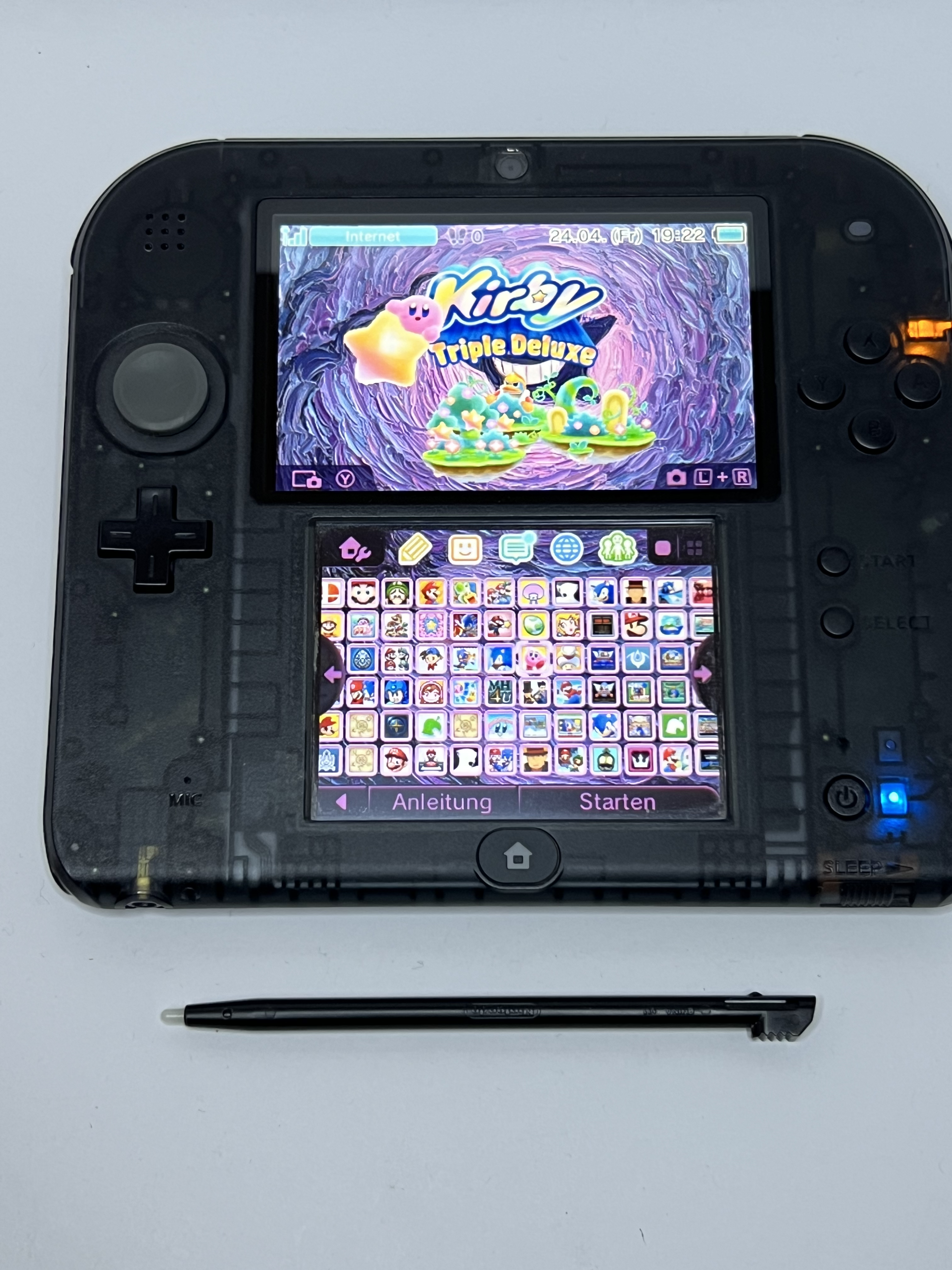 Nintendo 2DS Konsole schwarz transparent mit 128GB, Pokemon Bank, Poke Mover & vielen Extras