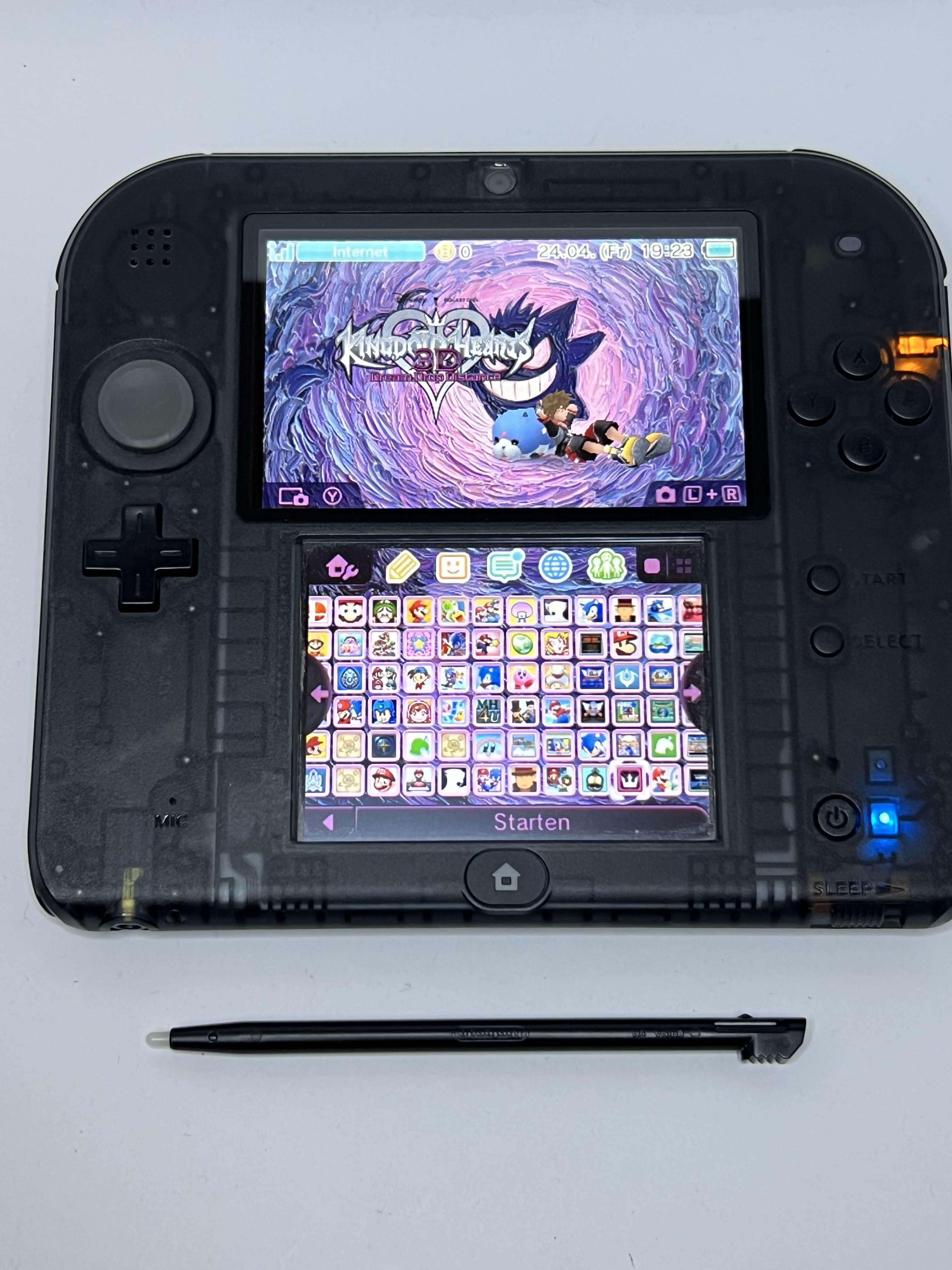 Nintendo 2DS Konsole schwarz transparent mit 128GB, Pokemon Bank, Poke Mover & vielen Extras