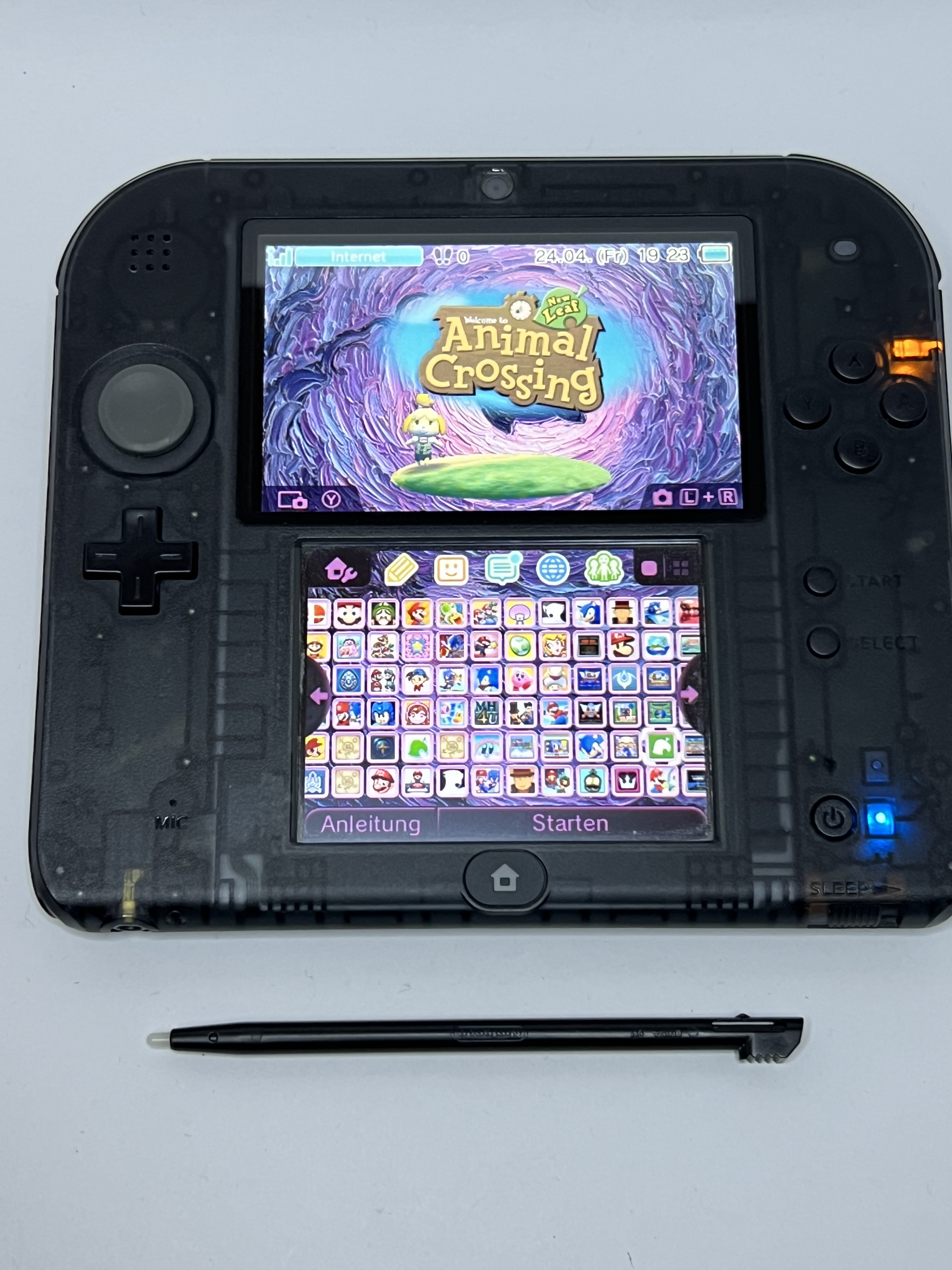 Nintendo 2DS Konsole schwarz transparent mit 128GB, Pokemon Bank, Poke Mover & vielen Extras