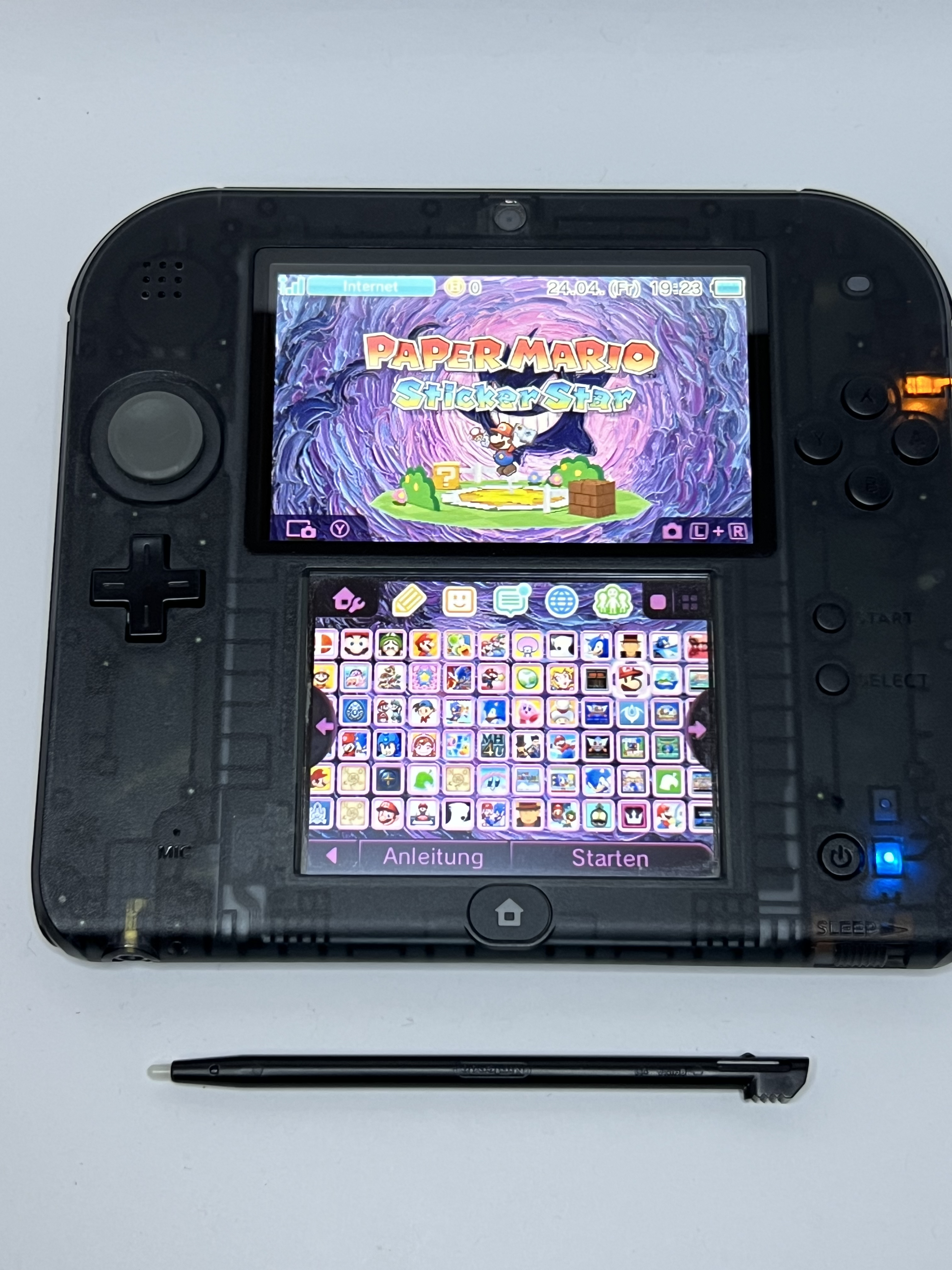 Nintendo 2DS Konsole schwarz transparent mit 128GB, Pokemon Bank, Poke Mover & vielen Extras
