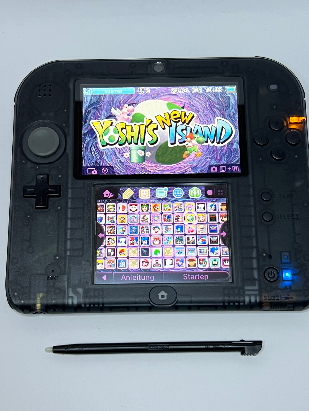 Nintendo 2DS Konsole schwarz transparent mit 128GB, Pokemon Bank, Poke Mover & vielen Extras