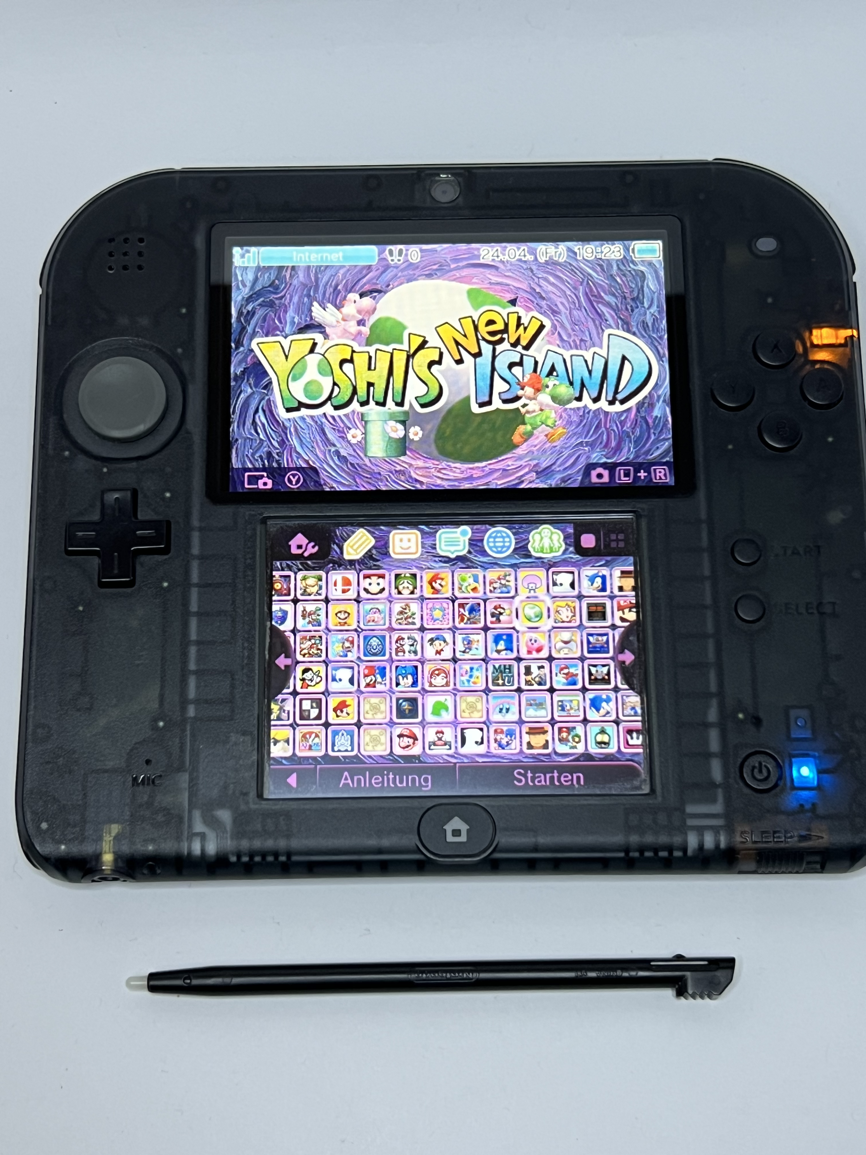 Nintendo 2DS Konsole schwarz transparent mit 128GB, Pokemon Bank, Poke Mover & vielen Extras