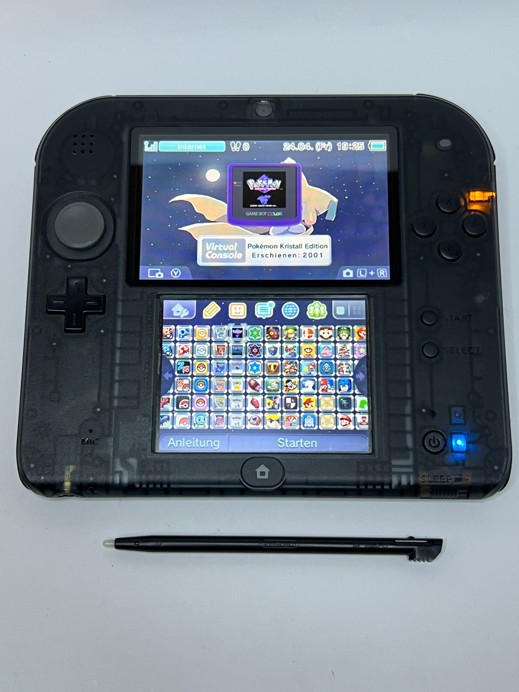 Nintendo 2DS Konsole schwarz transparent in OVP mit 128GB, Pokemon Bank, Poke Mover & vielen Extras