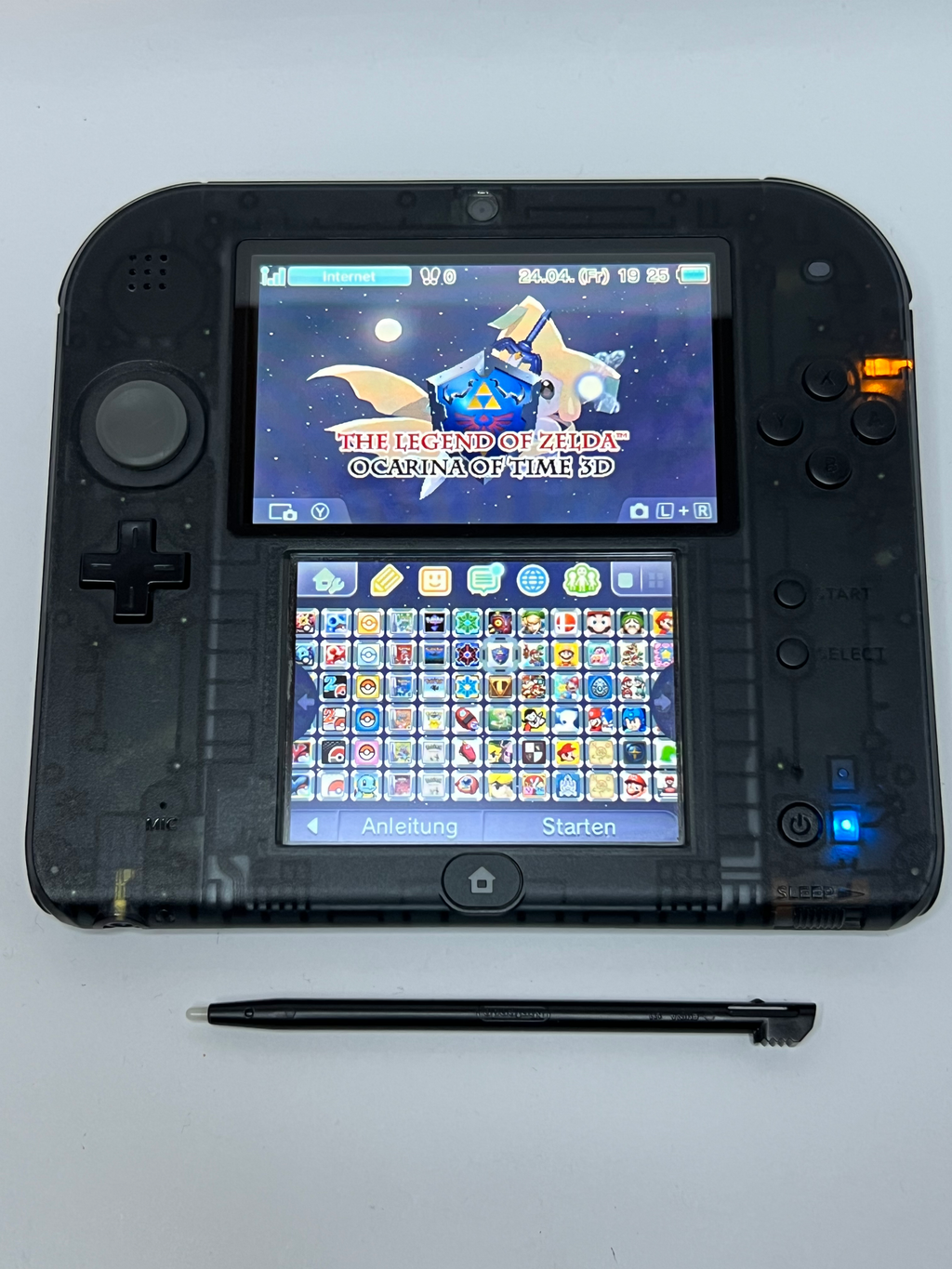 Nintendo 2DS Konsole schwarz transparent in OVP mit 128GB, Pokemon Bank, Poke Mover & vielen Extras