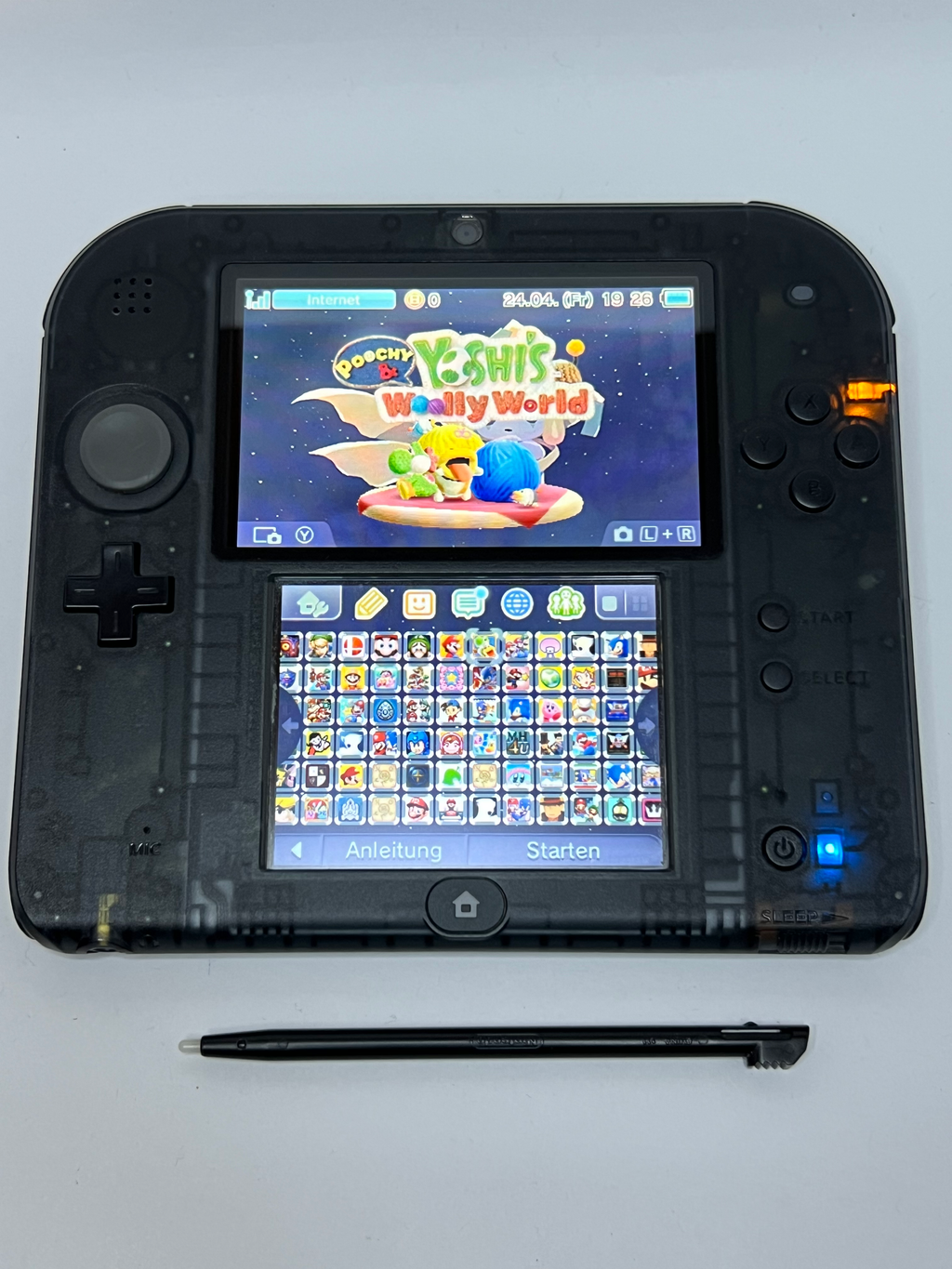 Nintendo 2DS Konsole schwarz transparent in OVP mit 128GB, Pokemon Bank, Poke Mover & vielen Extras