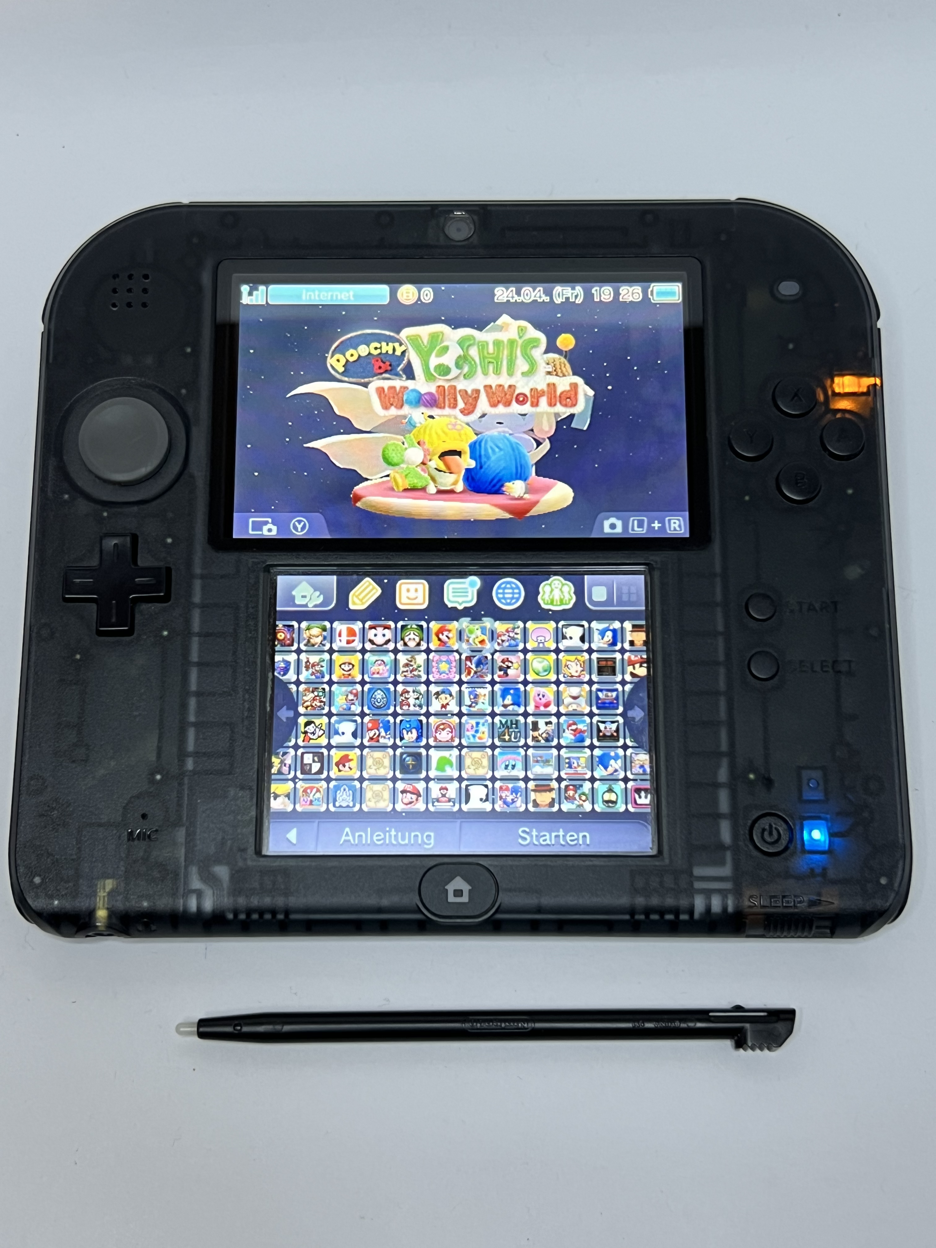 Nintendo 2DS Konsole schwarz transparent in OVP mit 128GB, Pokemon Bank, Poke Mover & vielen Extras