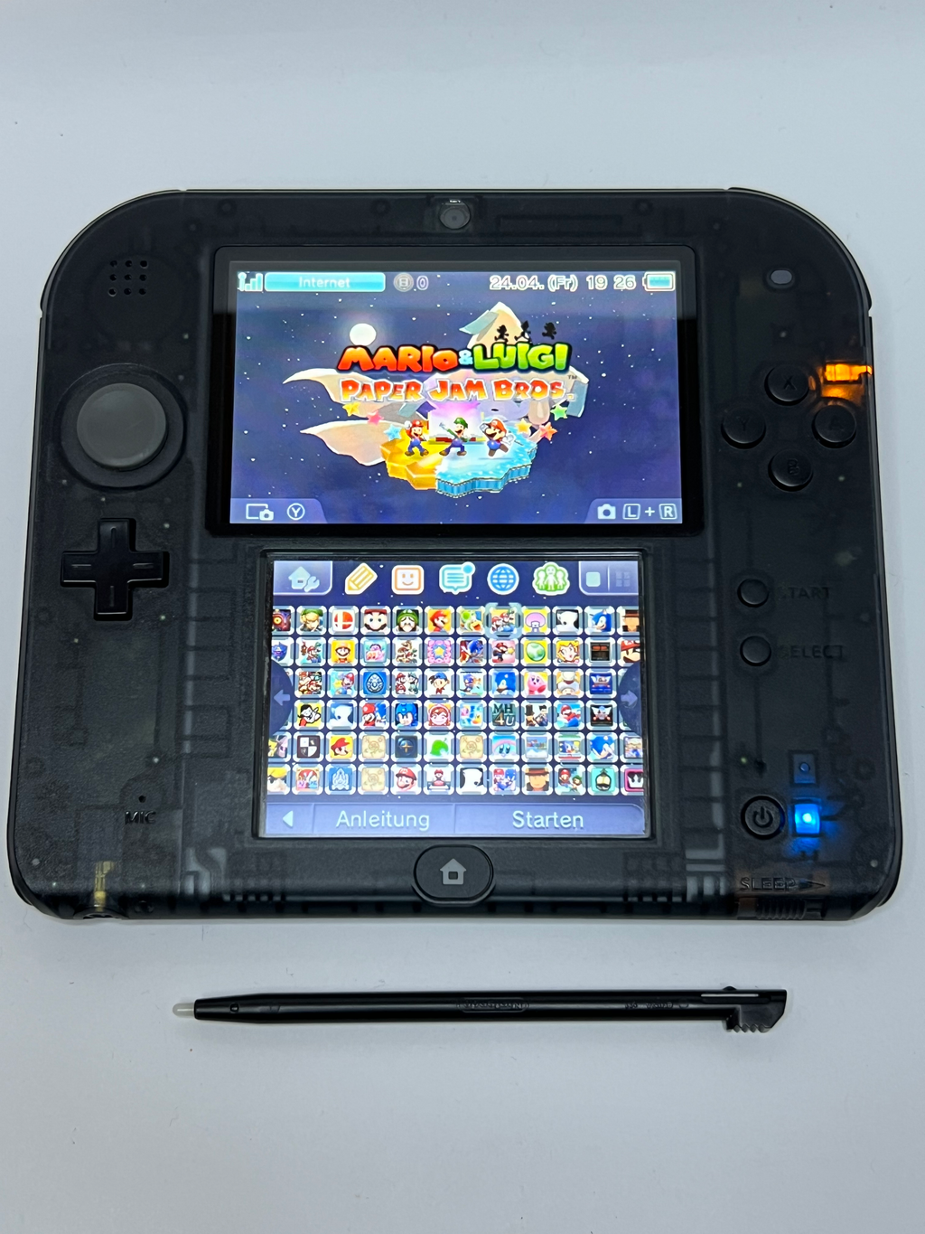 Nintendo 2DS Konsole schwarz transparent in OVP mit 128GB, Pokemon Bank, Poke Mover & vielen Extras