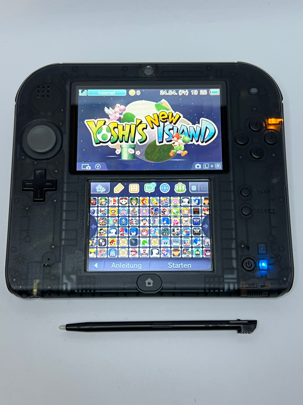 Nintendo 2DS Konsole schwarz transparent in OVP mit 128GB, Pokemon Bank, Poke Mover & vielen Extras