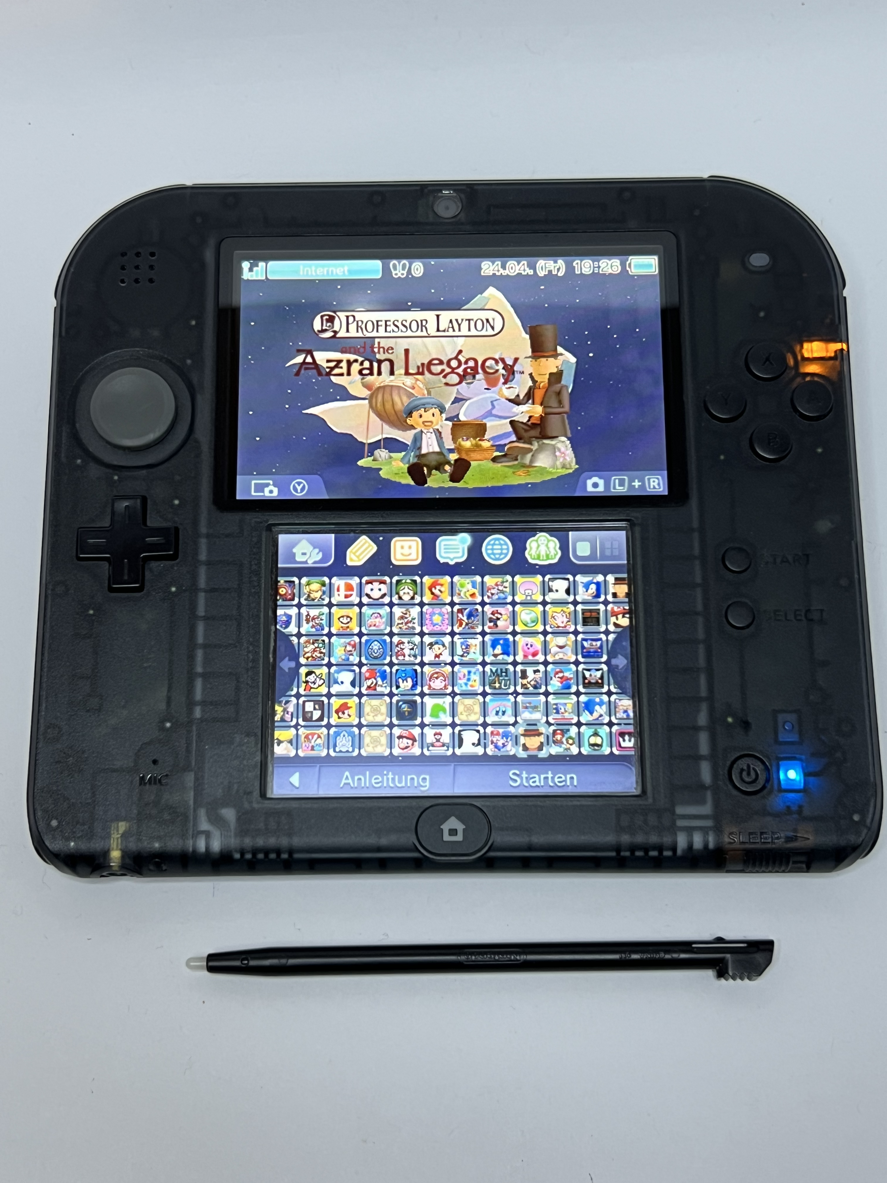 Nintendo 2DS Konsole schwarz transparent in OVP mit 128GB, Pokemon Bank, Poke Mover & vielen Extras