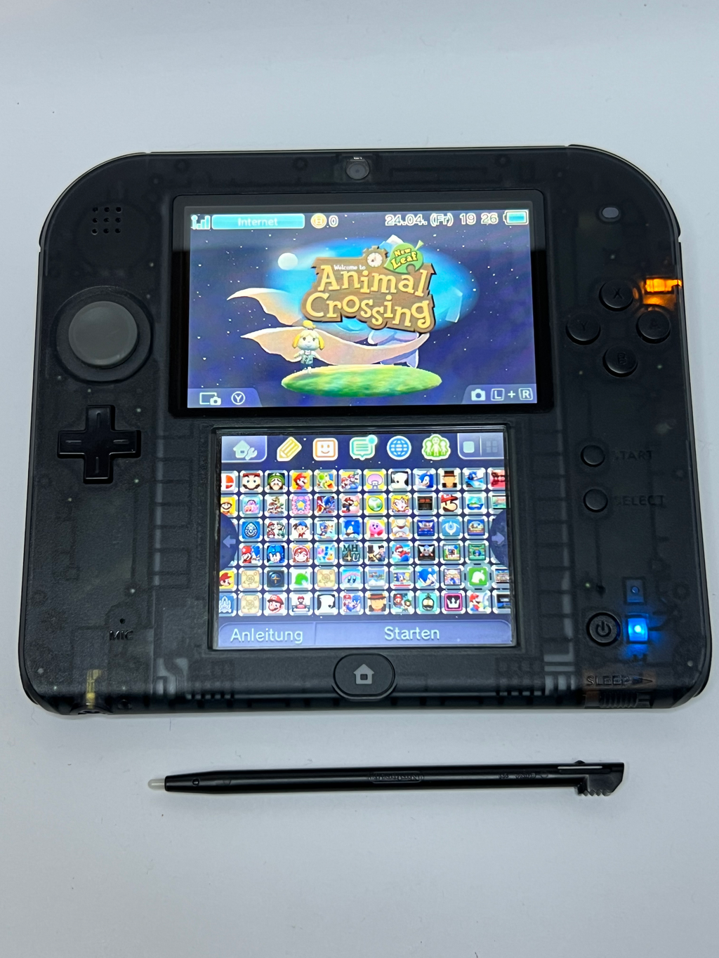Nintendo 2DS Konsole schwarz transparent in OVP mit 128GB, Pokemon Bank, Poke Mover & vielen Extras
