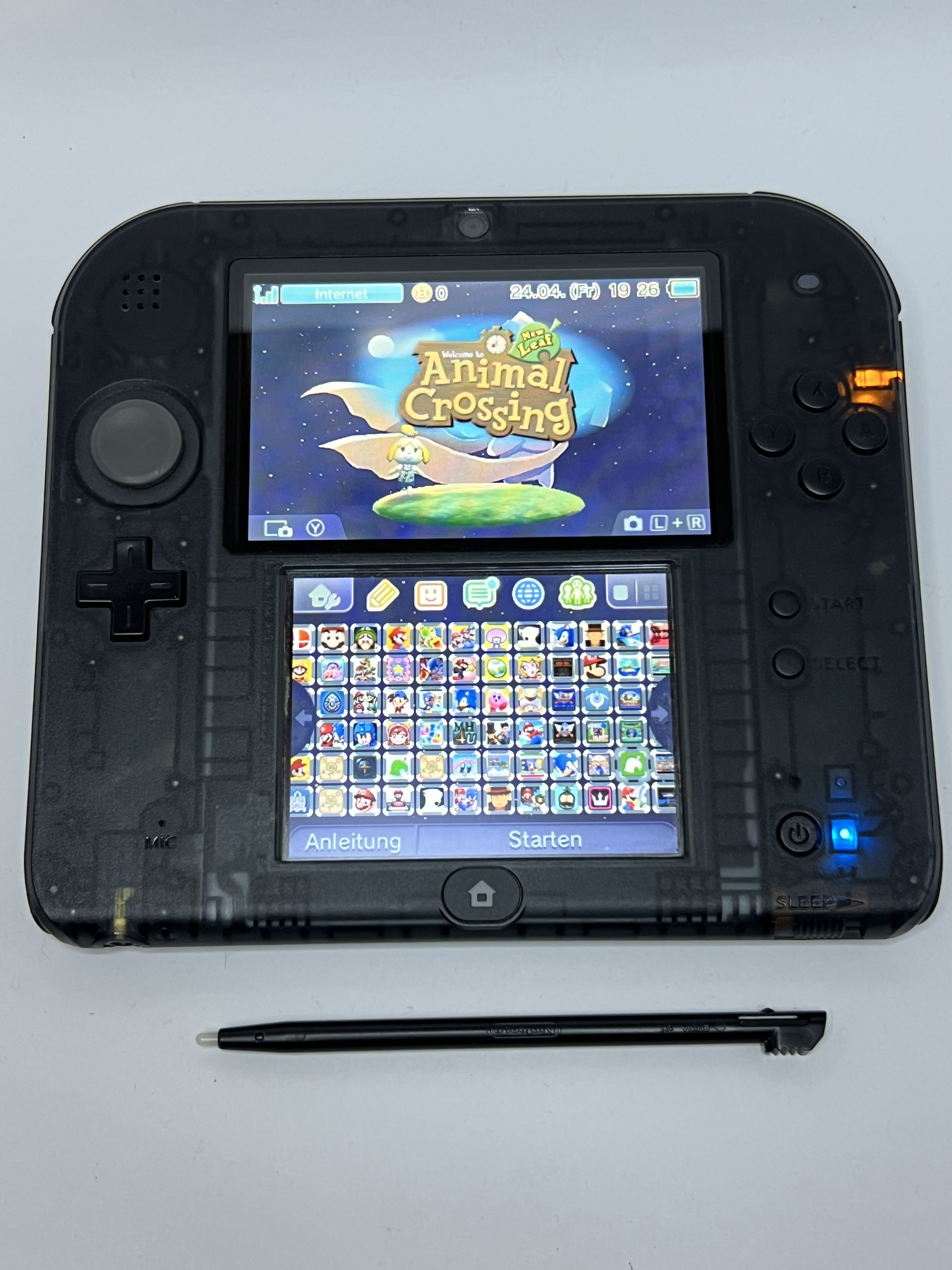 Nintendo 2DS Konsole schwarz transparent in OVP mit 128GB, Pokemon Bank, Poke Mover & vielen Extras