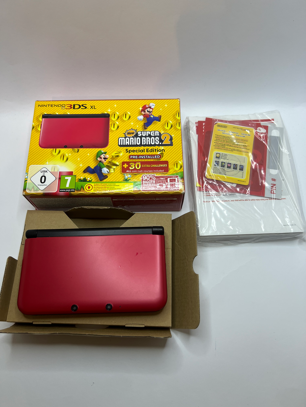 Nintendo 3DS XL Konsole rot CIB mit OVP, 128GB, Pokemon Bank, Poke Mover & vielen Extras