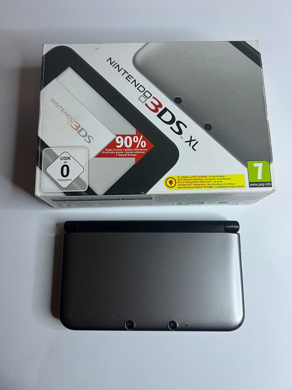 Nintendo 3DS XL Konsole silber in OVP mit 128GB, Pokemon Bank, Poke Mover & vielen Extras