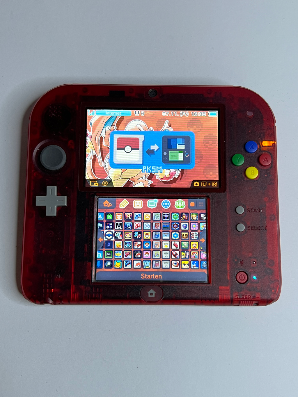 Nintendo 2DS Pokemon Rote Edition mit 128GB, Pokemon Bank, Poke Mover & vielen Extras