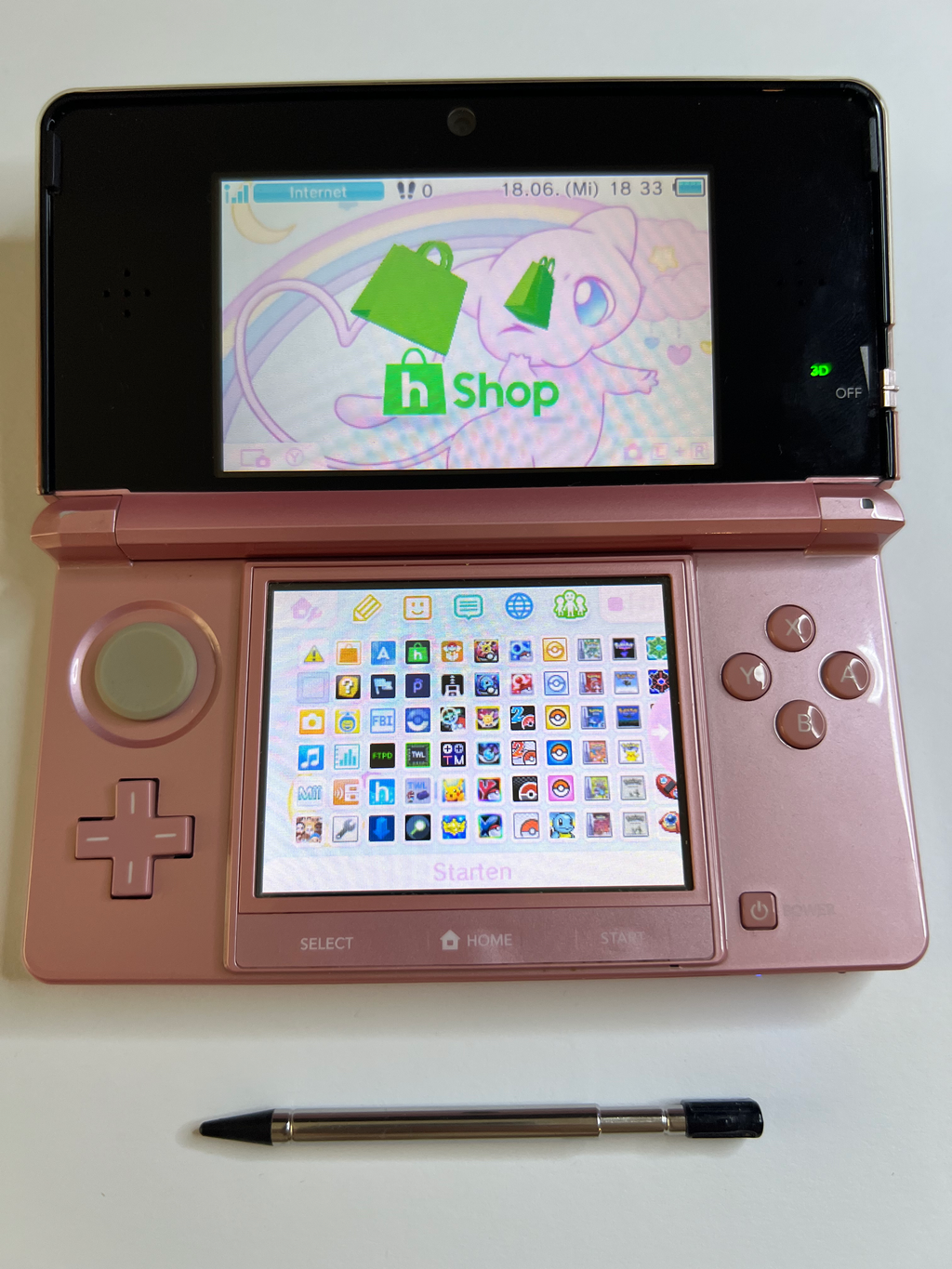 Nintendo 3DS Konsole in rosa pink mit 128GB, Pokemon Bank, Poke Mover & vielen Extras
