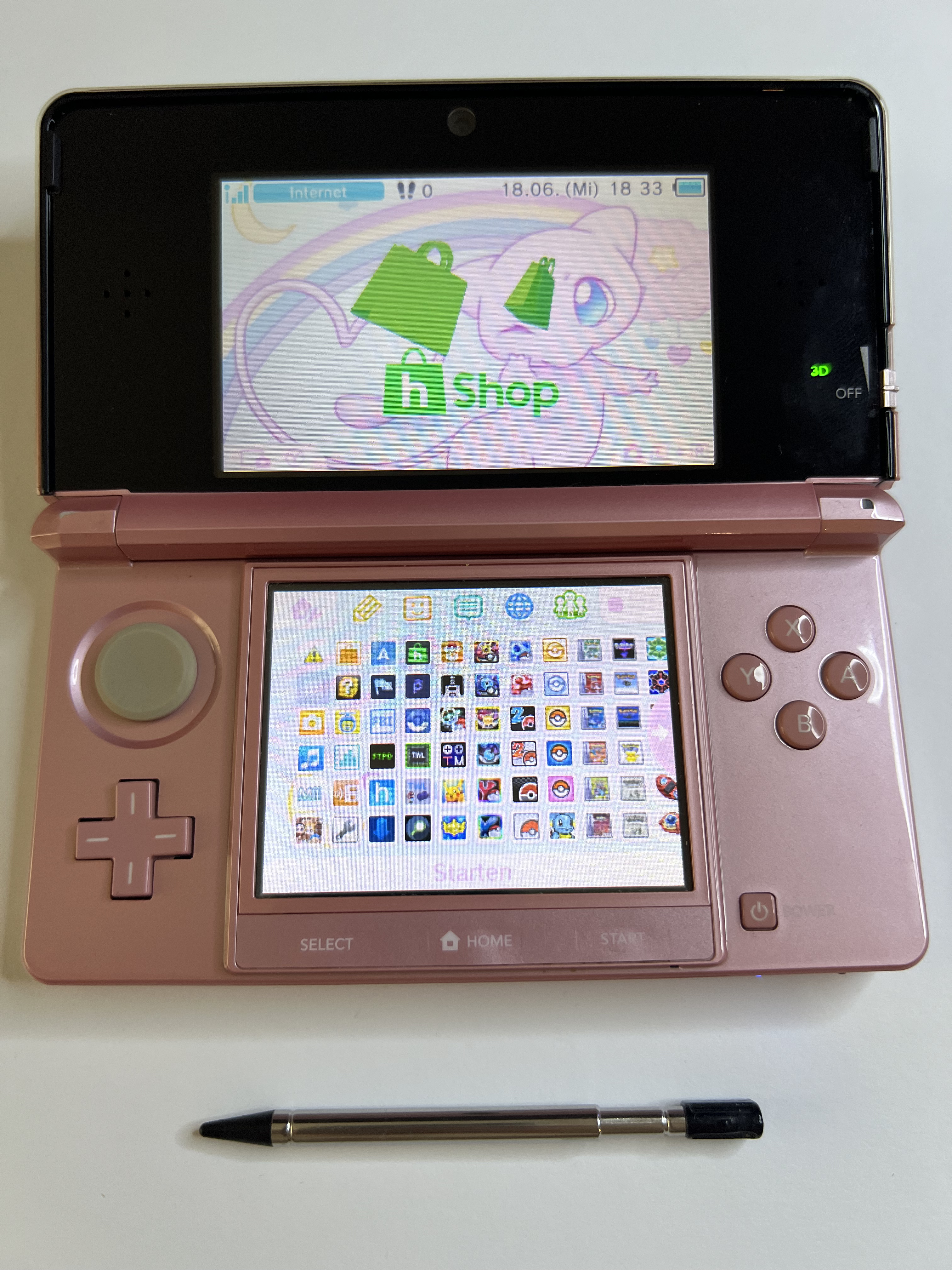 Nintendo 3DS Konsole in rosa pink mit 128GB, Pokemon Bank, Poke Mover & vielen Extras