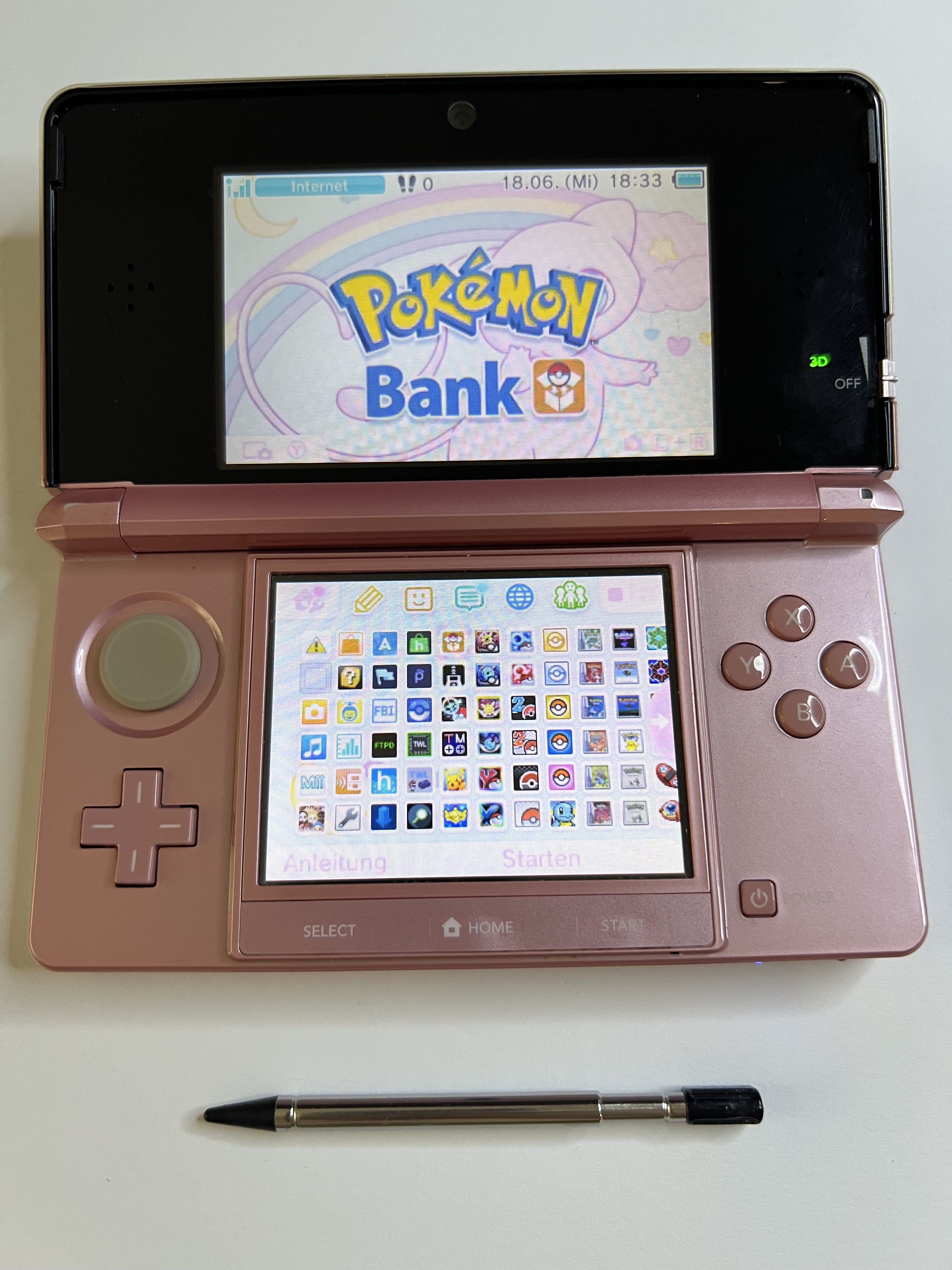 Nintendo 3DS Konsole in rosa pink mit 128GB, Pokemon Bank, Poke Mover & vielen Extras