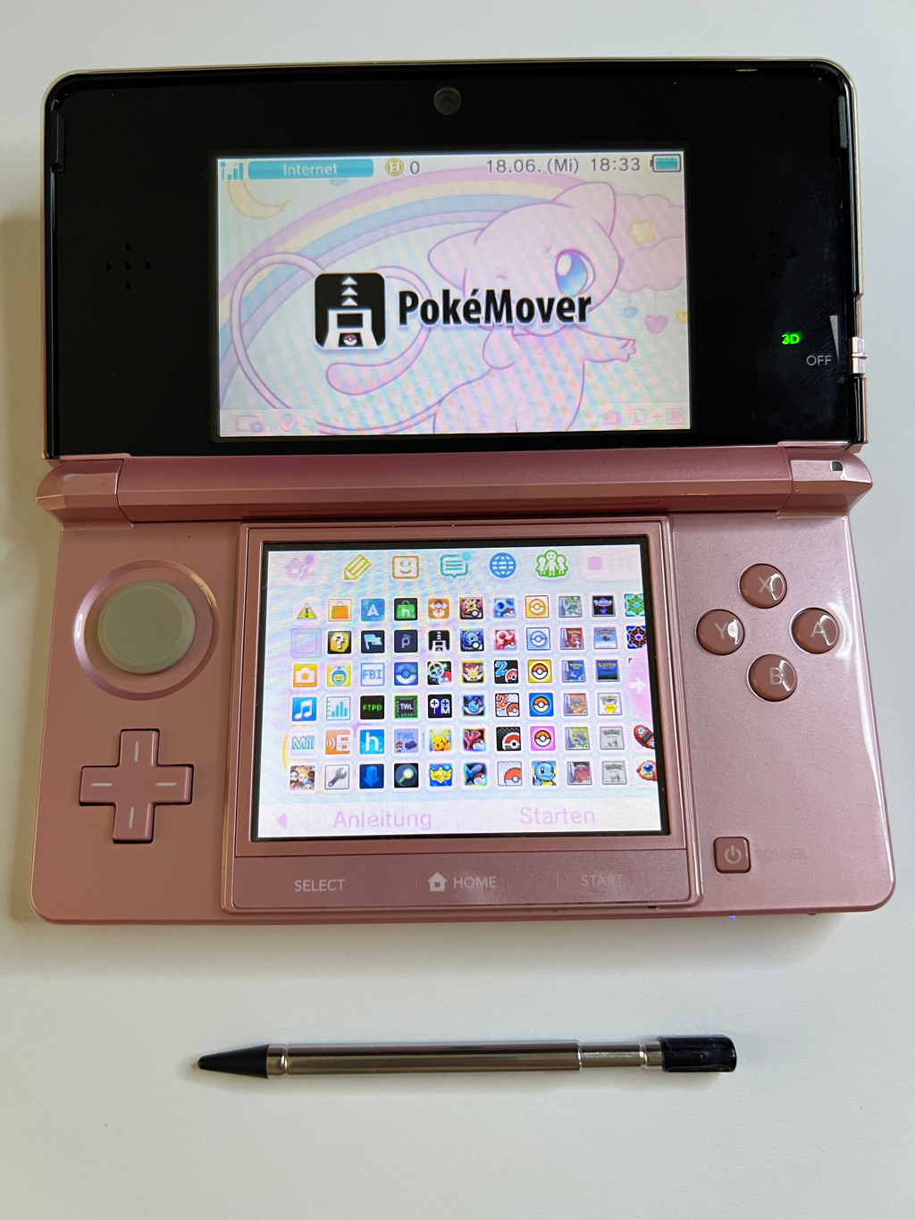 Nintendo 3DS Konsole in rosa pink mit 128GB, Pokemon Bank, Poke Mover & vielen Extras