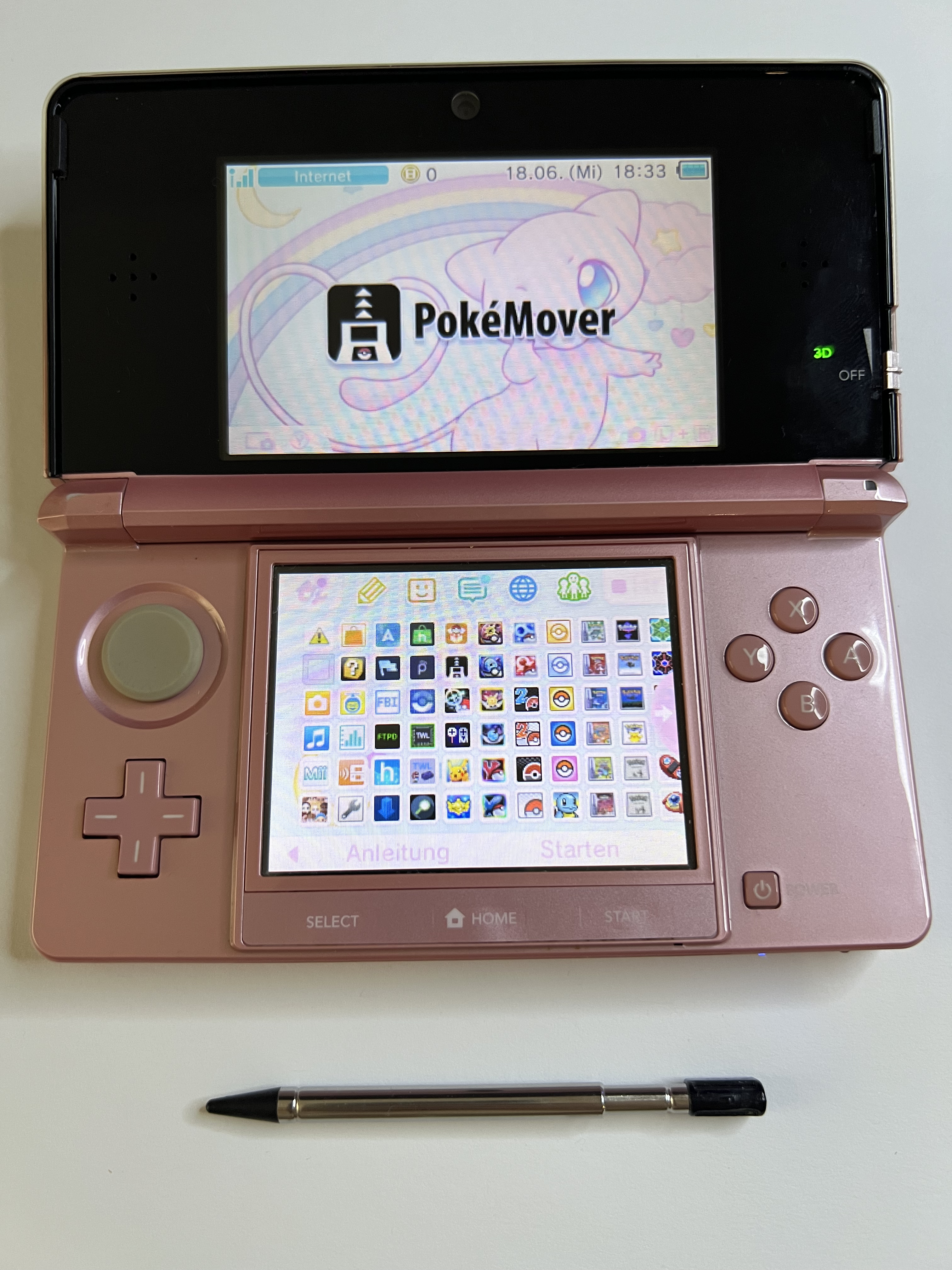Nintendo 3DS Konsole in rosa pink mit 128GB, Pokemon Bank, Poke Mover & vielen Extras