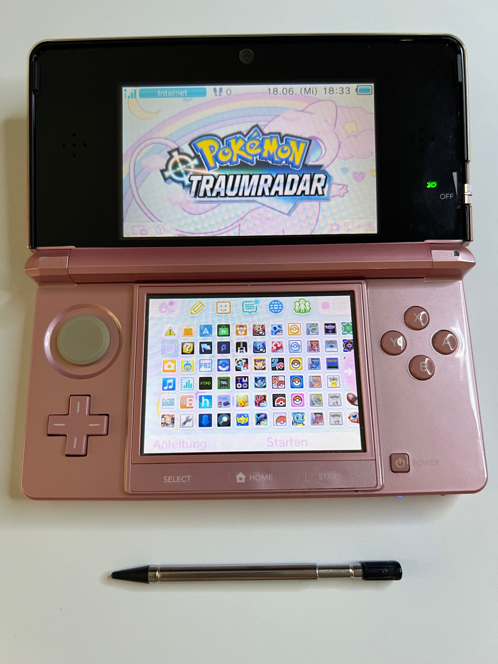 Nintendo 3DS Konsole in rosa pink mit 128GB, Pokemon Bank, Poke Mover & vielen Extras
