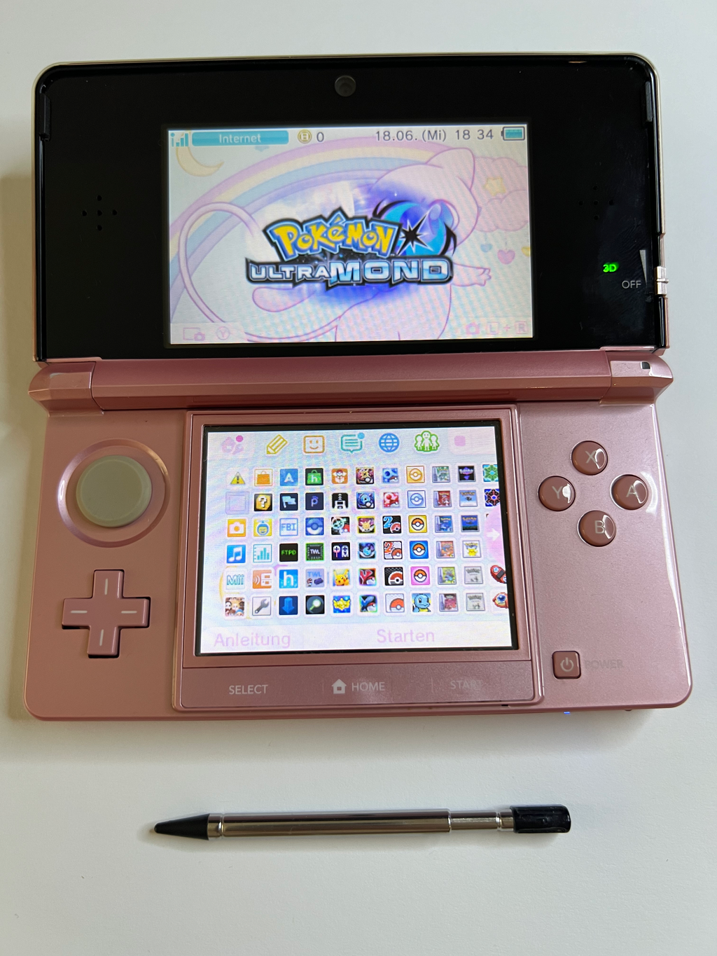 Nintendo 3DS Konsole in rosa pink mit 128GB, Pokemon Bank, Poke Mover & vielen Extras