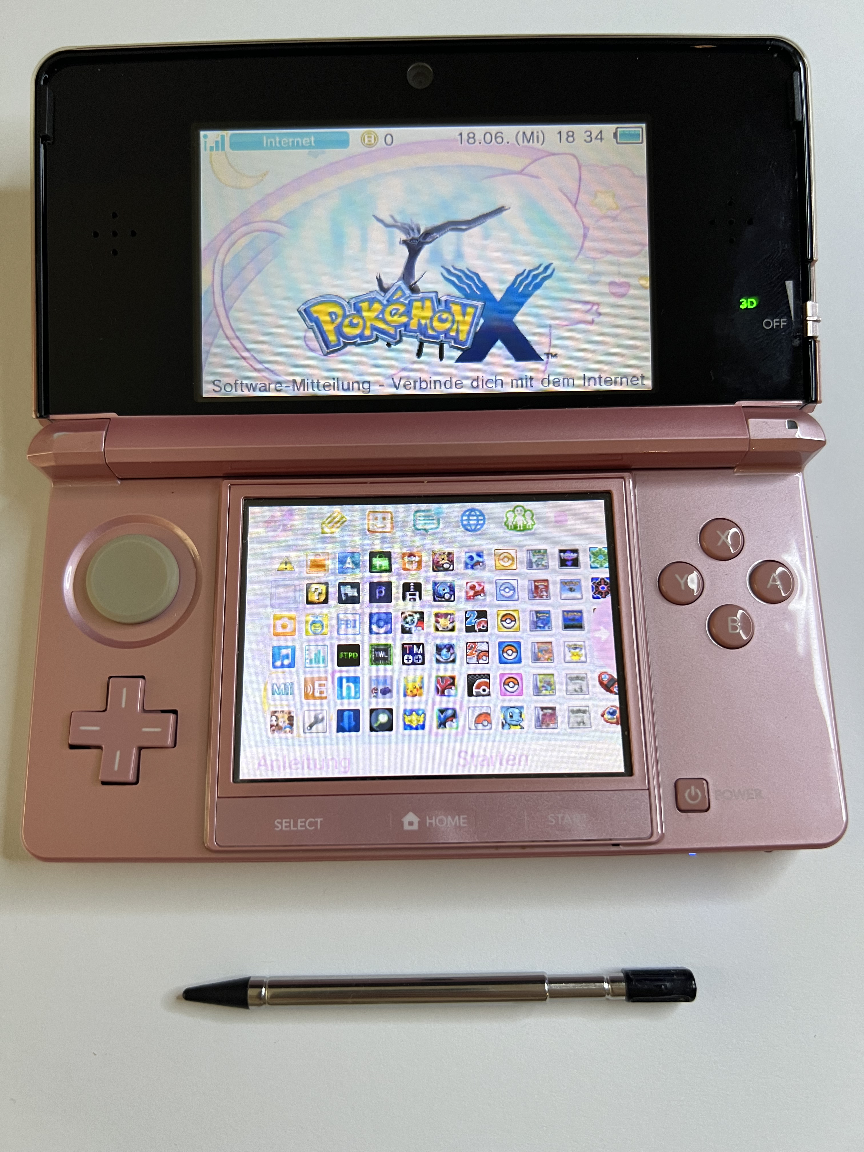 Nintendo 3DS Konsole in rosa pink mit 128GB, Pokemon Bank, Poke Mover & vielen Extras