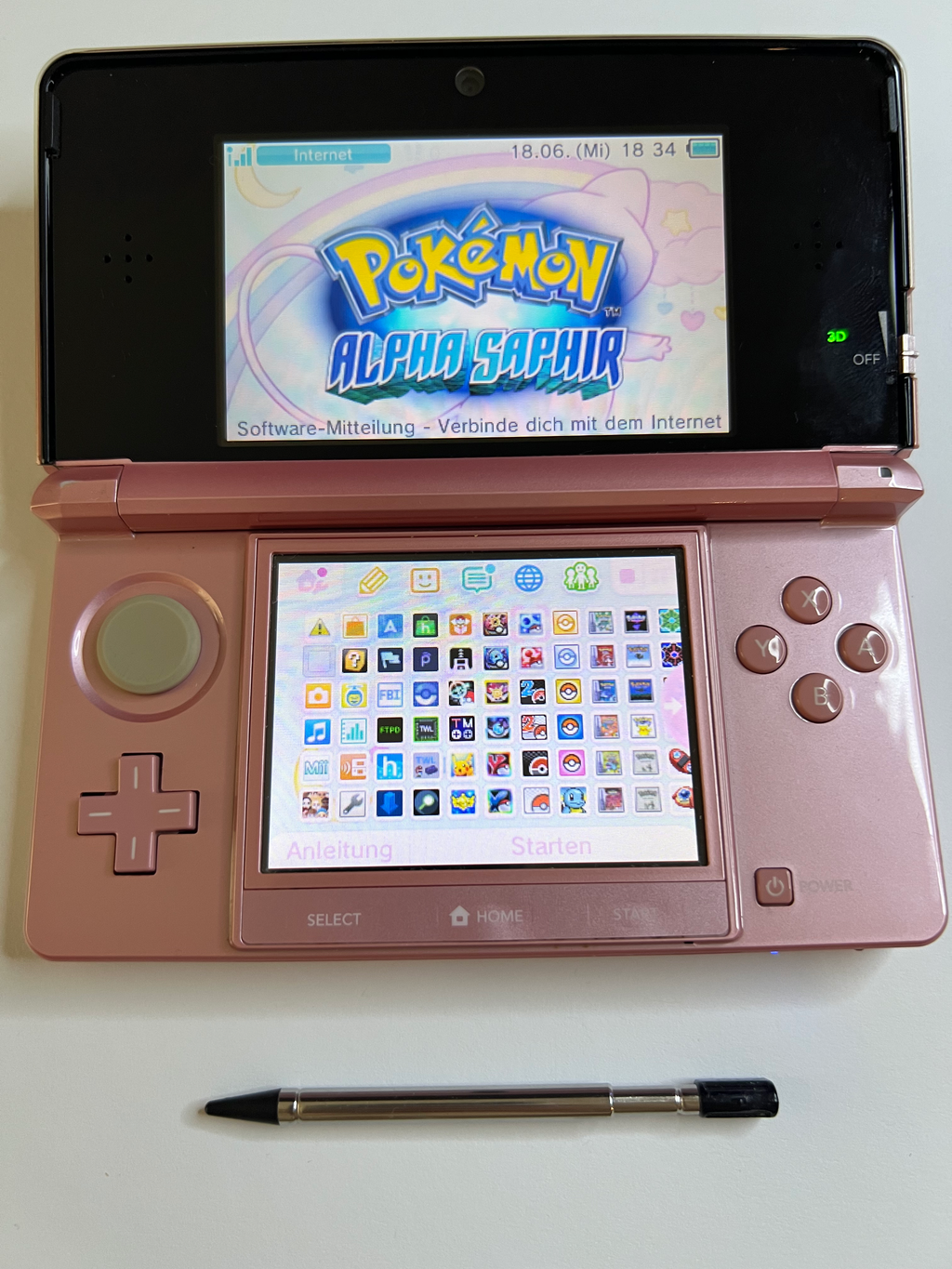 Nintendo 3DS Konsole in rosa pink mit 128GB, Pokemon Bank, Poke Mover & vielen Extras