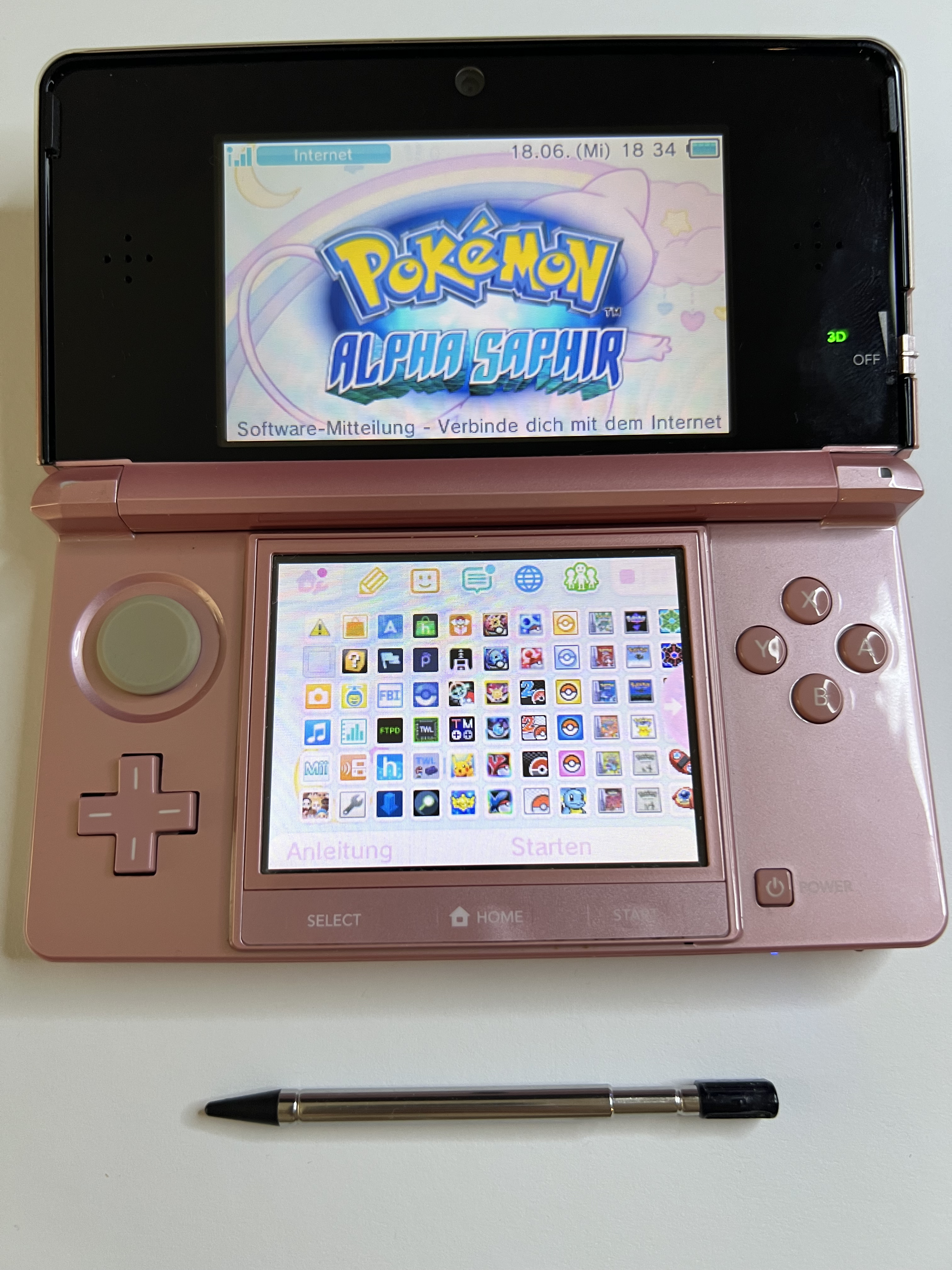 Nintendo 3DS Konsole in rosa pink mit 128GB, Pokemon Bank, Poke Mover & vielen Extras