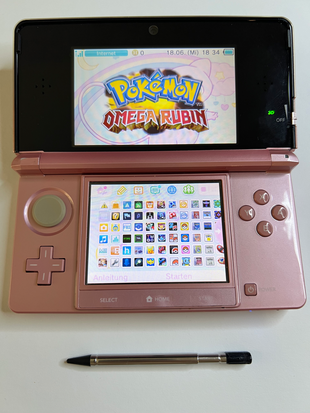 Nintendo 3DS Konsole in rosa pink mit 128GB, Pokemon Bank, Poke Mover & vielen Extras