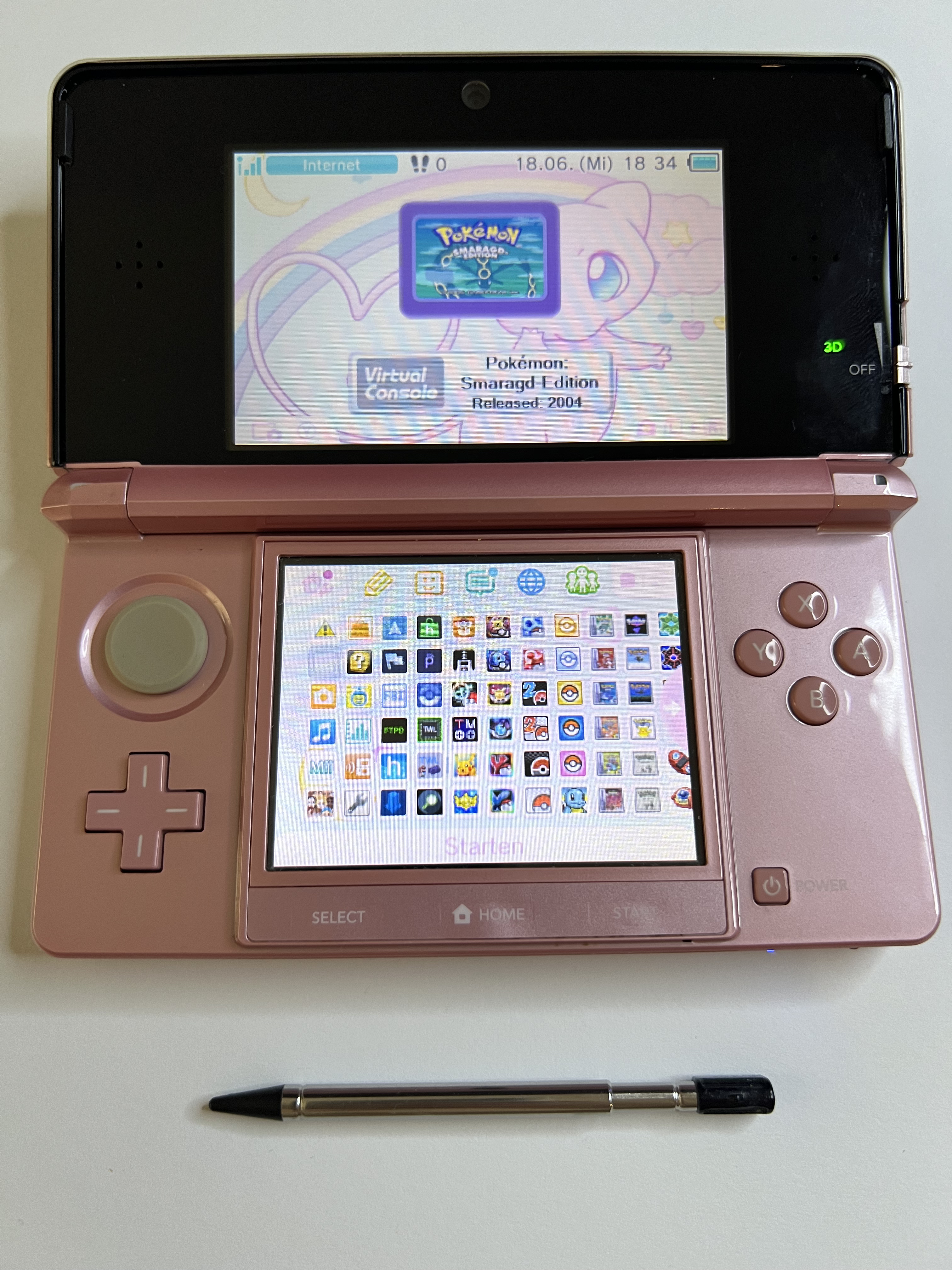 Nintendo 3DS Konsole in rosa pink mit 128GB, Pokemon Bank, Poke Mover & vielen Extras