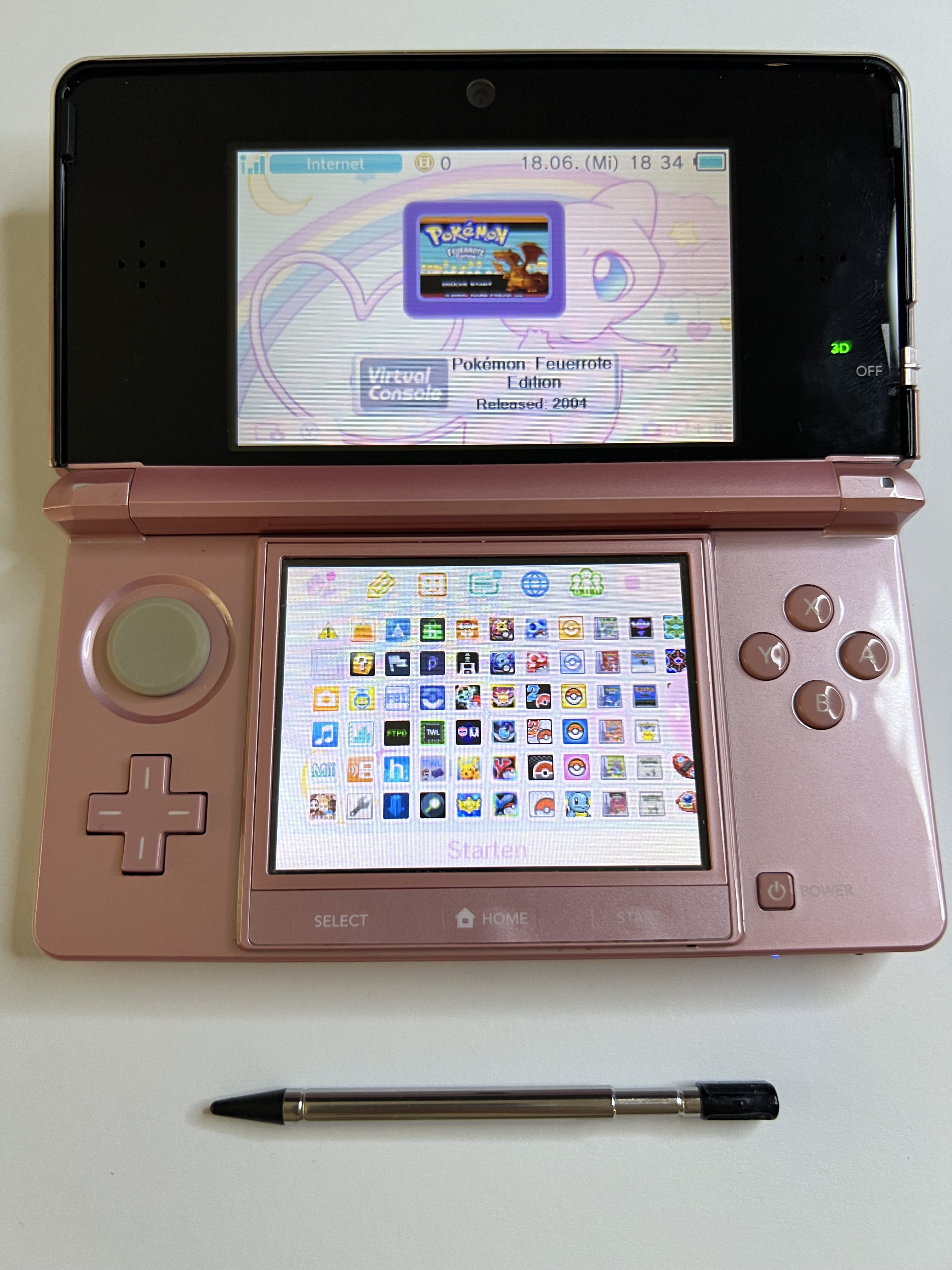 Nintendo 3DS Konsole in rosa pink mit 128GB, Pokemon Bank, Poke Mover & vielen Extras