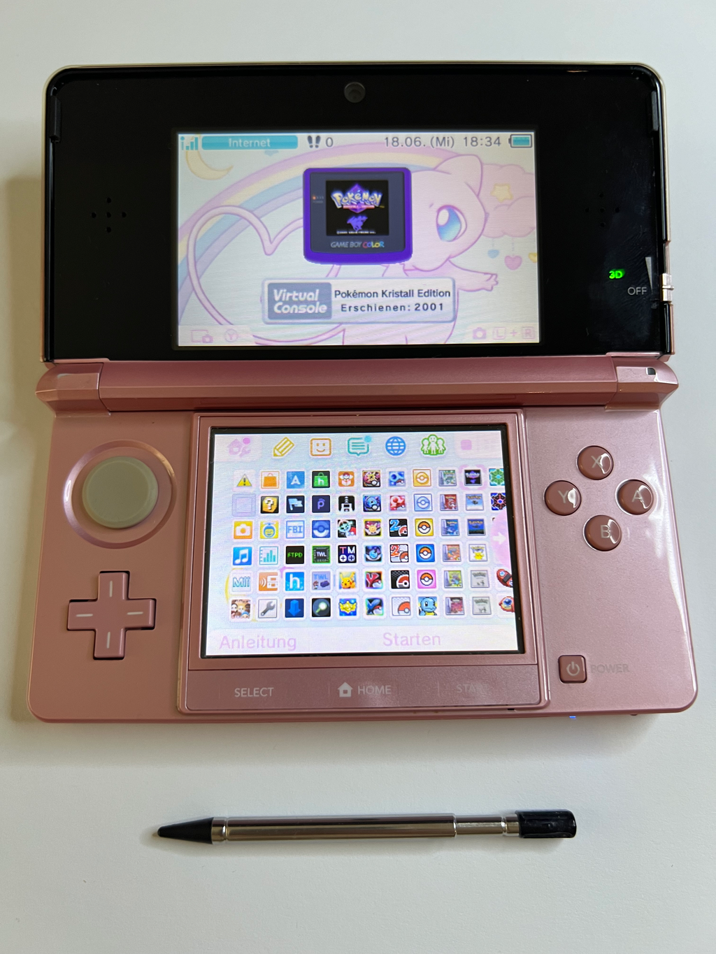 Nintendo 3DS Konsole in rosa pink mit 128GB, Pokemon Bank, Poke Mover & vielen Extras