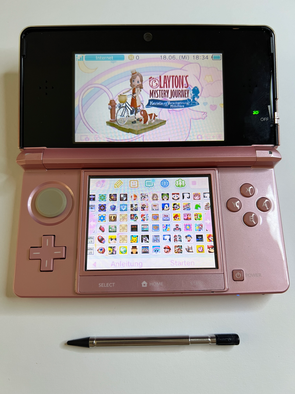 Nintendo 3DS Konsole in rosa pink mit 128GB, Pokemon Bank, Poke Mover & vielen Extras