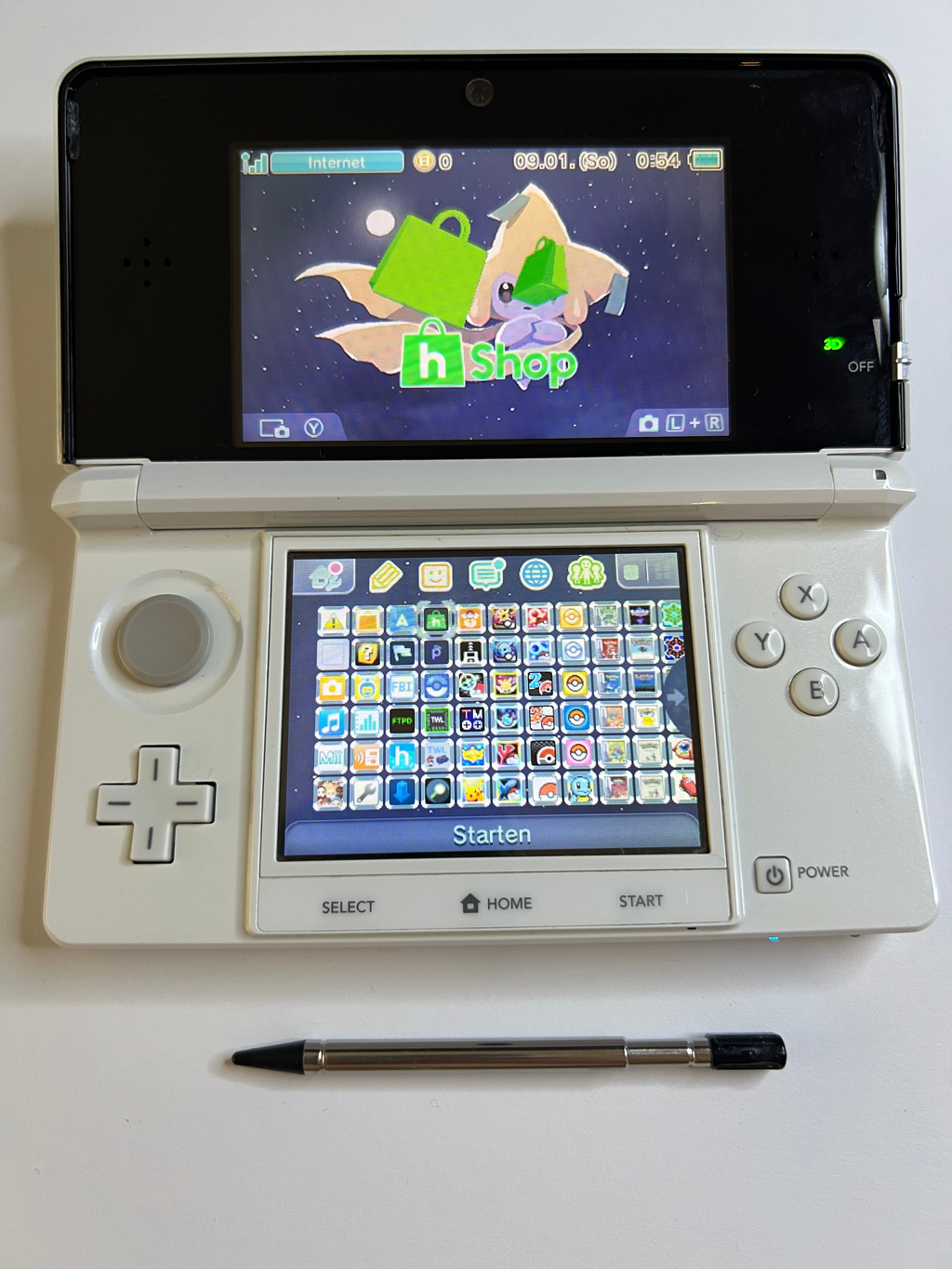 Nintendo 3DS Konsole weiß mit OVP, 128GB, Pokemon Bank, Poke Mover & vielen Extras